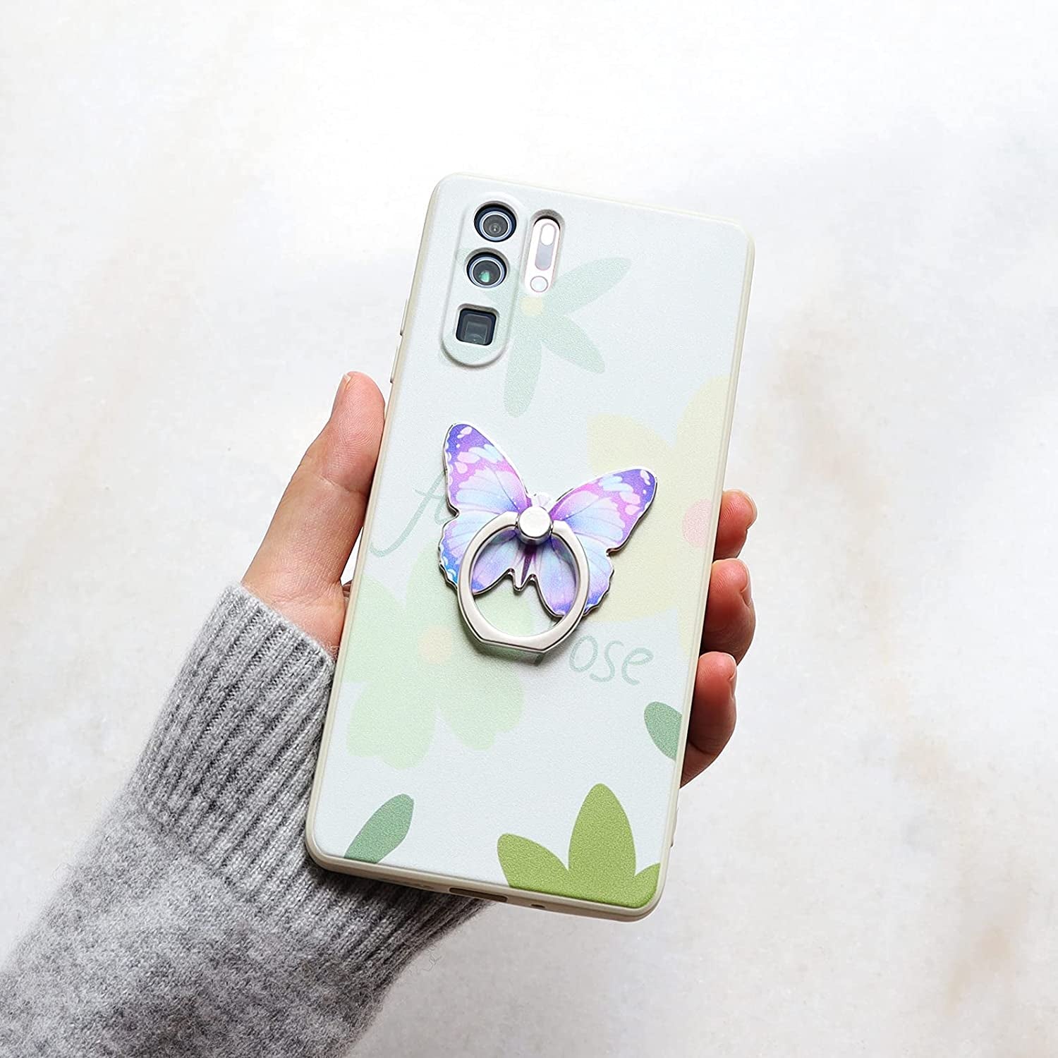 Butterfly Cell Phone Ring Holder Finger Ring Grip Stand 360° Rotation 180° Flip Universal Kickstand Compatible with All Smartphones  LaMignonne   