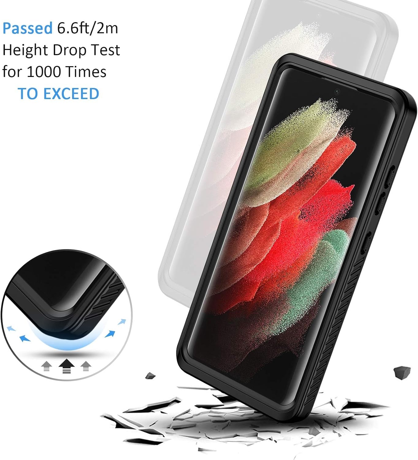 Lanhiem Samsung Galaxy S21 Ultra Case, IP68 Waterproof Dustproof, Built-In Screen Protector, Rugged Full Body Shockproof Protective Phone Cover for Galaxy S21 Ultra 5G 6.8 Inch, Black  Lanhiem   