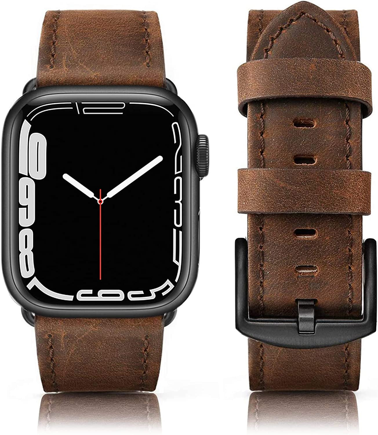 SWEES Leather Band Compatible with Apple Watch Bands 45Mm 42Mm 44Mm Men Women, Vintage Genuine Leather Wristband Replacement Band Compatible for Iwatch Series 8 7 6 5 4 3 2 1 SE Retro Walnut  SWEES Classic Retro Walnut 38mm / 40mm / 41mm 