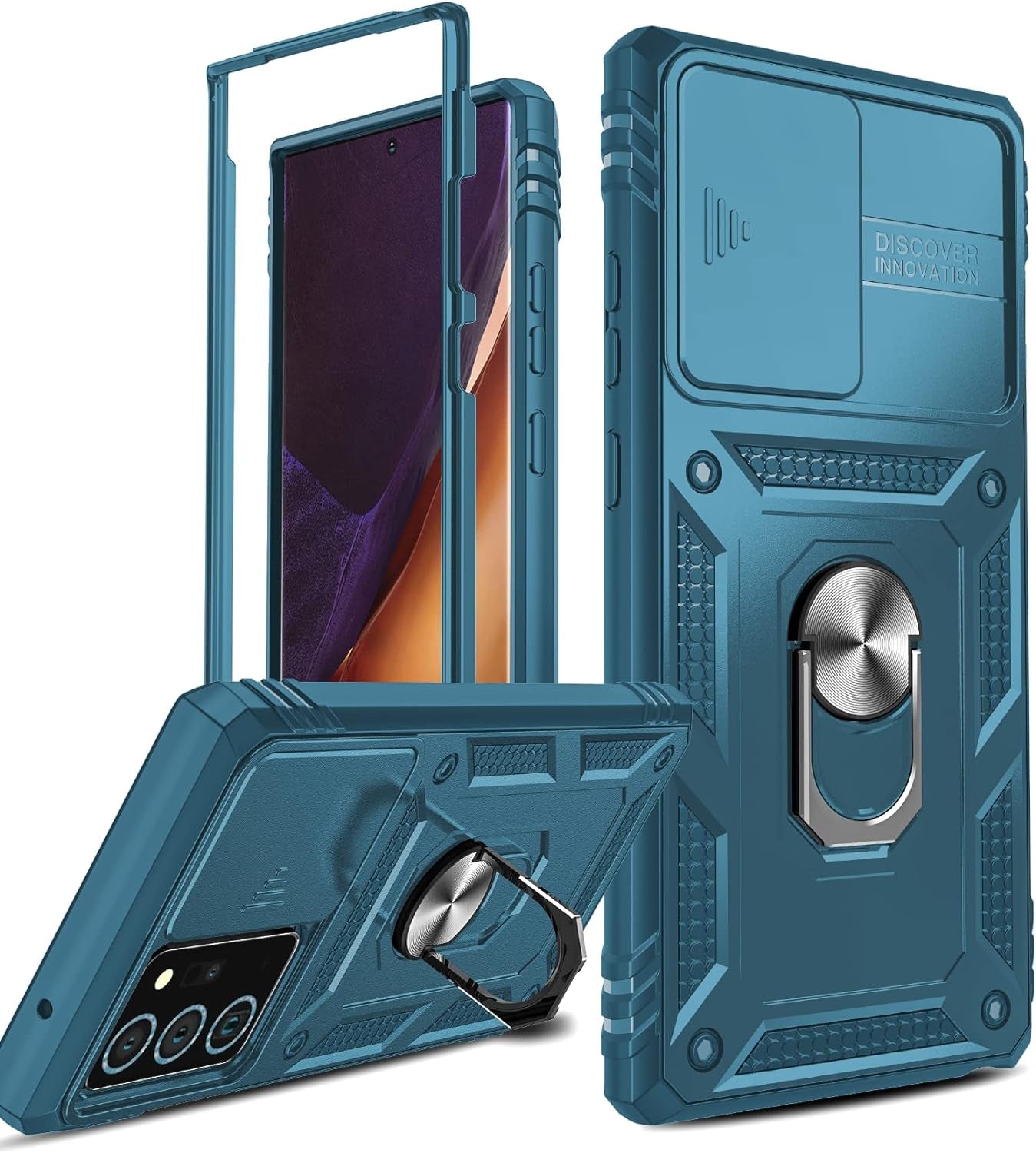 Leyi for Samsung Note 20 Ultra Case: Note 20 Ultra Case [Not for Note 20], 360 Full Body Military-Grade Phone Case with Slide Camera Cover & Metal Ring Heavy Duty Protective Case Note 20 Ultra, Green  LeYi Sea Blue  