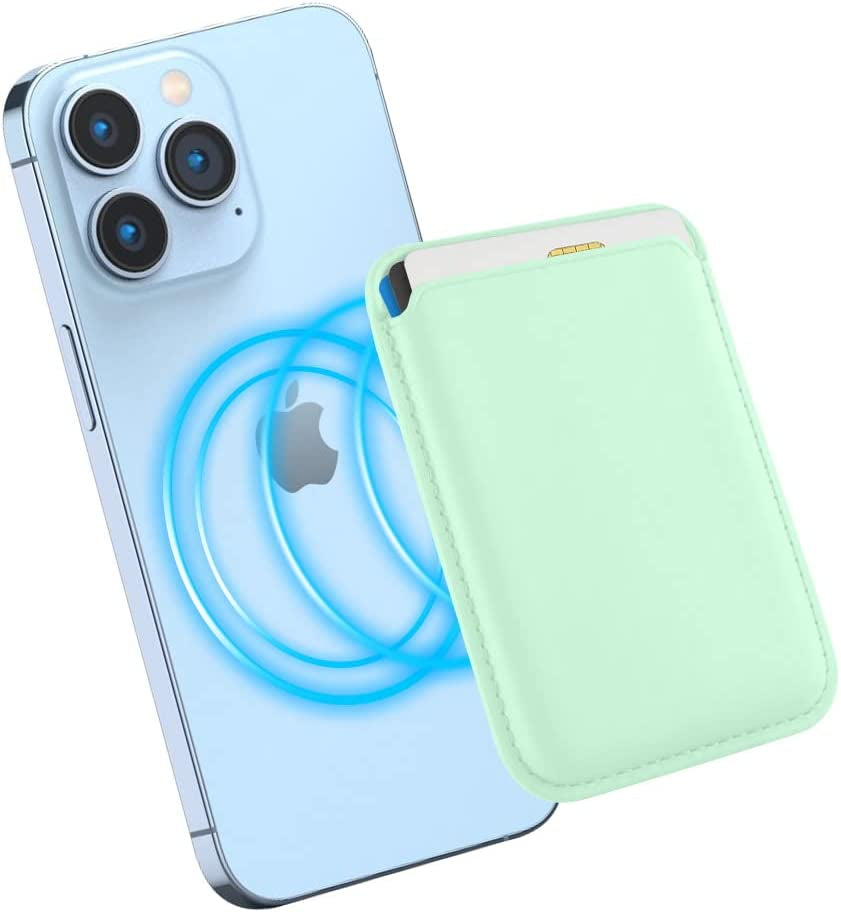 Magnetic Card Wallet Holder with Magsafe for Iphone 14 Pro Max/14 Plus/14 Pro/14, for Iphone 13 Pro Max/13 Pro/13/13 Mini, for Iphone 12/12 Pro/12 Max/12 Mini,Midnight  TWZKG Light-Green  