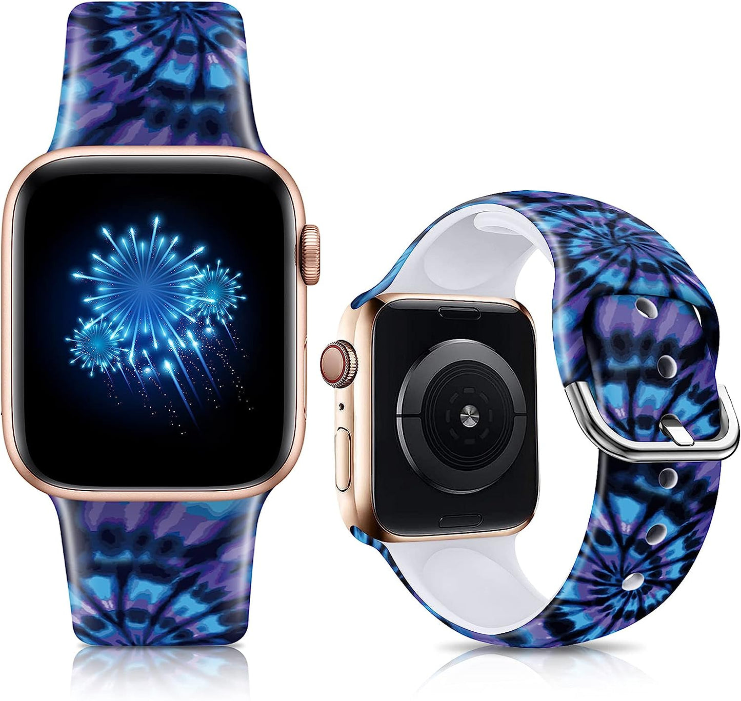 IKANFI Bands Compatible with Apple Watch Band 38Mm 40Mm 41Mm 42Mm 44Mm 45Mm for Women Men Silicone Floral Pattern Printed Band Strap for Iwatch Band SE Series 7 6 5 4 3 2 1 Wristband  IKANFI Purple Mist 38mm/40mm/41mm S/M 