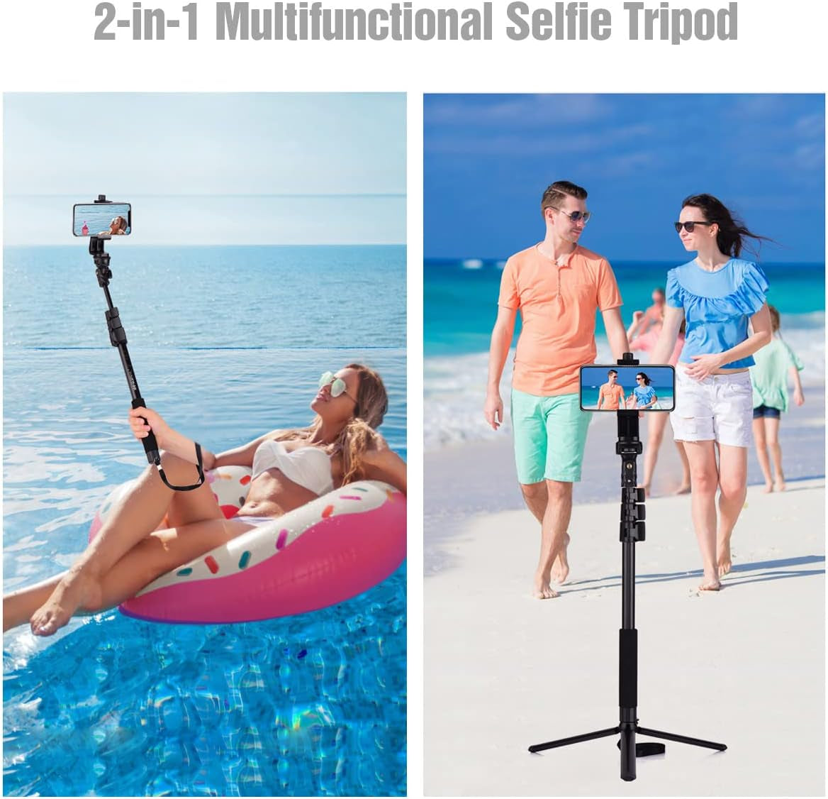 Andoer 54-Inch Selfie Stick Extendable Tripod Stand Aluminum Alloy with Detachable Desktop Tripod Phone Holder Sports Camera Mount Adapter Remote Shutter Compatible with Iphone and Android Phones  Andoer   