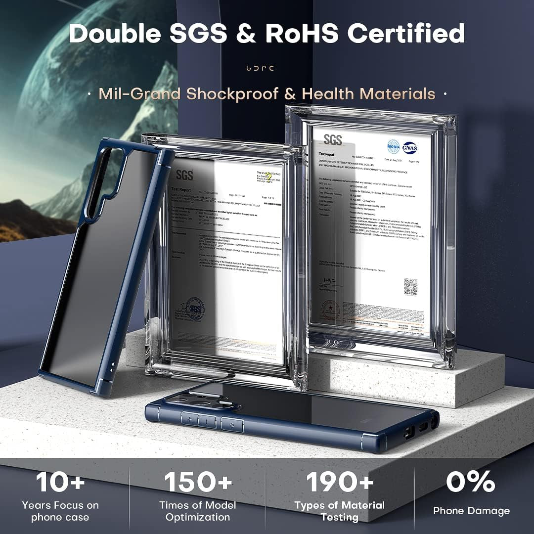 TOCOL for Samsung Galaxy S22 Ultra Case, Translucent Matte Hard Back [Military Grade Shockproof] [Anti-Scratch & Anti-Fingerprint] Slim Fit Protective Cover for Galaxy S22 Ultra Case 6.8'', Navy Blue  TOCOL   