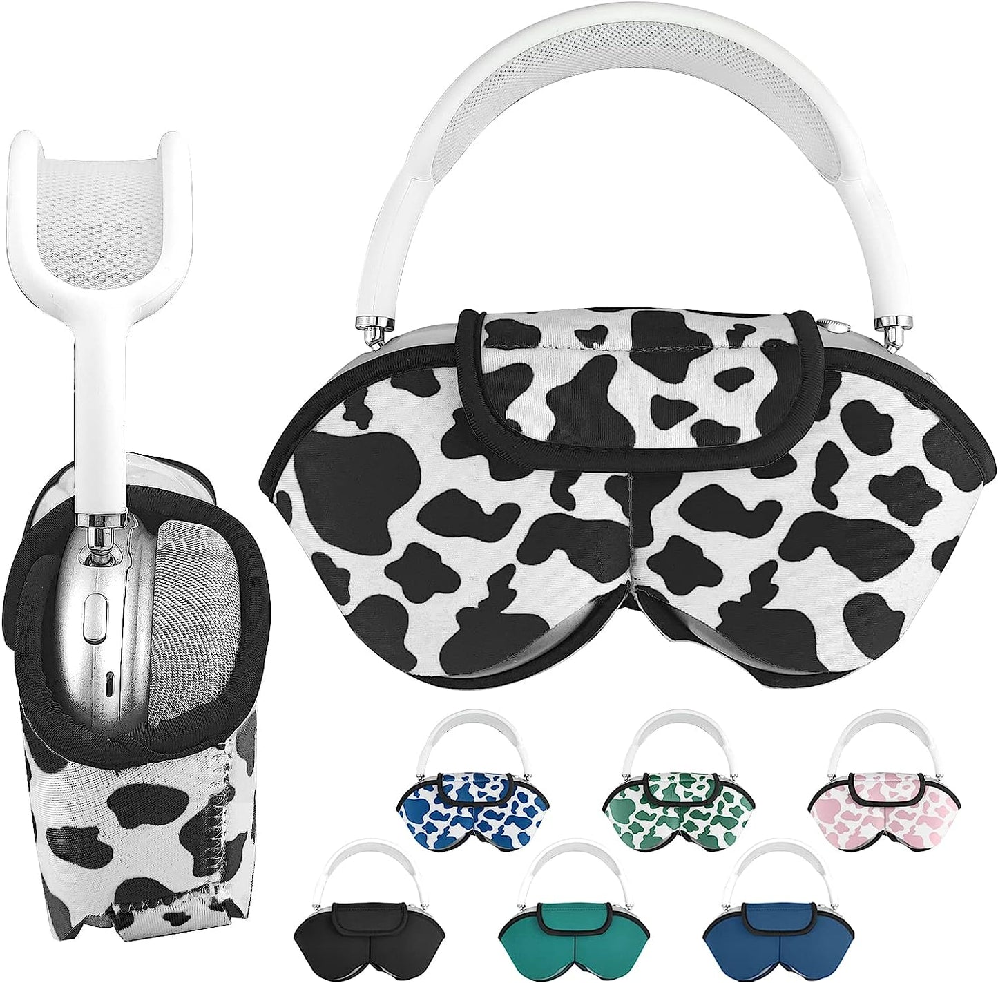 Aiaabq for Airpods Max Case Cover for Dust and Scratch Headphones Protective Case,Soft Shell with Built-In Pockets to Store Accessories. Compatible with Apple Airpods Max Case  Aiaabq Black White Cow  