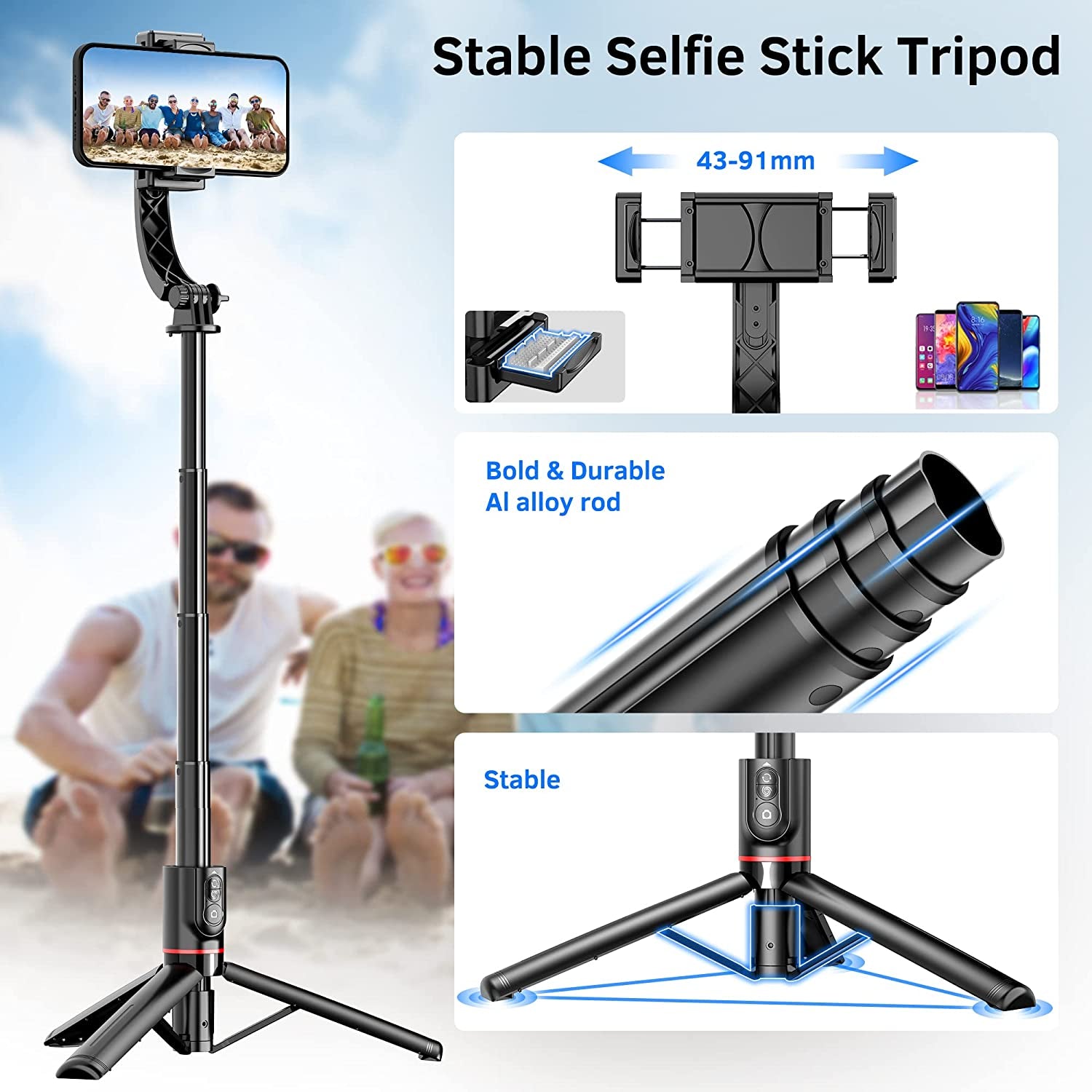 Smartphone Gimbal Stabilizer with Remote, Aluminum Extendable Selfie Stick Tripod, 360° Automatic Rotation, Auto Balance for Live Video Recording, Vlogging, Youtube Compatible with Iphone and Android  LDP   
