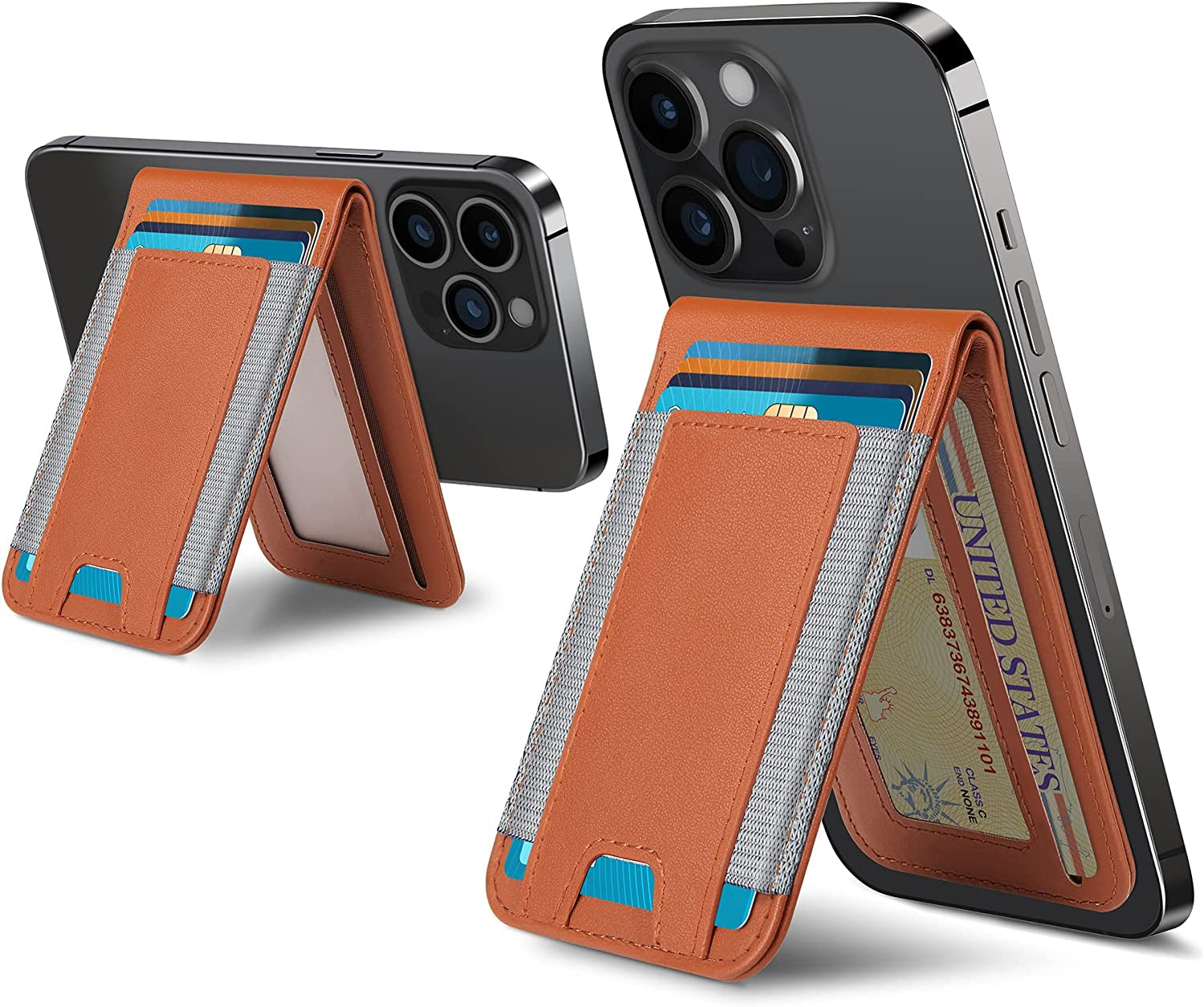 2-In-1 Magsafe Wallet, Up-Grade with Iphone Wallet and Adjustable Stand, Open ID Window, Magnetic Wallet for Iphone 14 Pro Max/14 Pro/14/14 Plus/13/12 Series, 9 Cards Holder, Vegan Leather, Black  ExtreLife Brown  