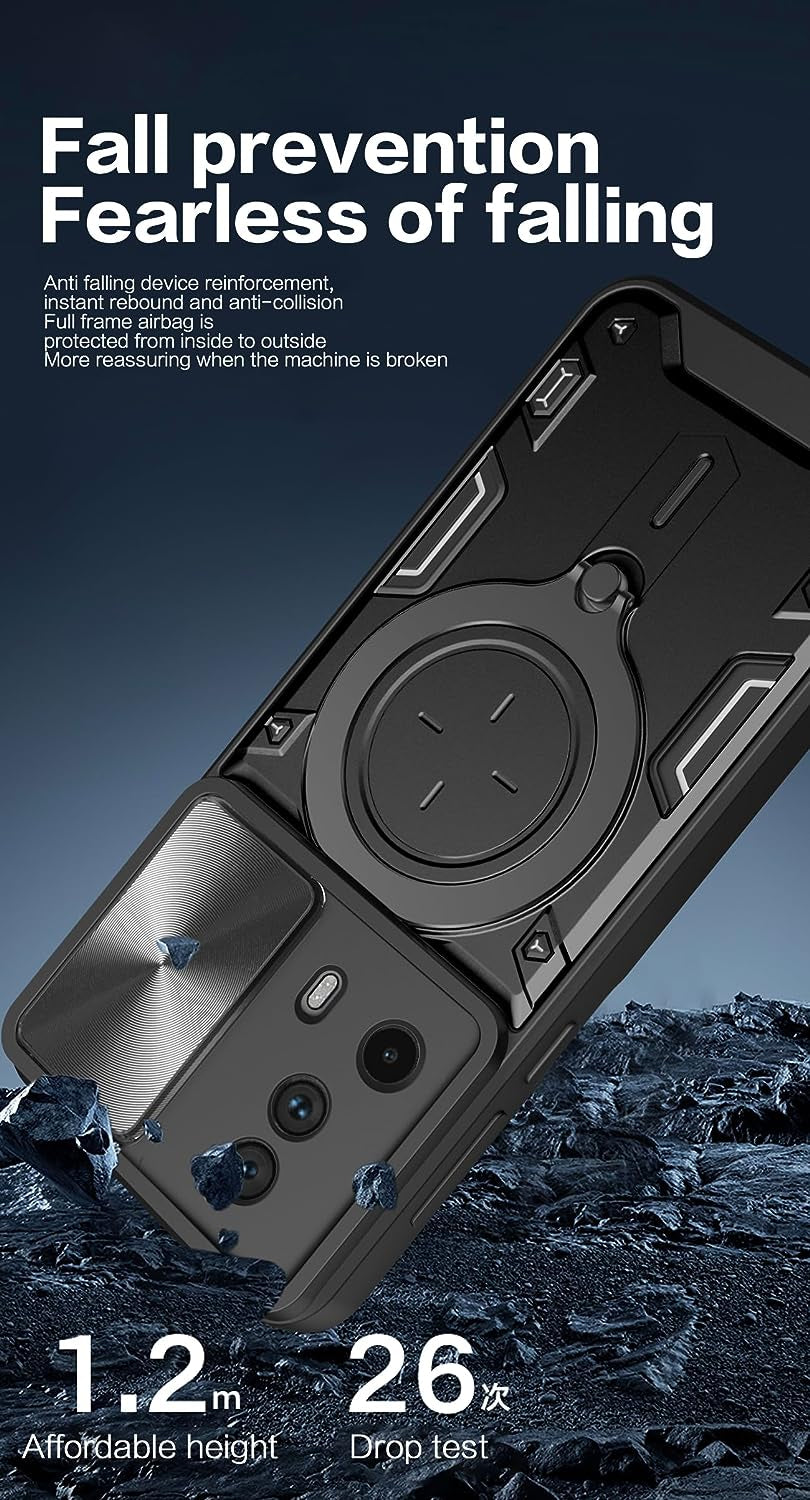 Ysnzaq Case for Xiaomi 13 Lite/Civi 2 with Ring Magnetic Kickstand, [Military Grade Drop Protection] with [Sliding Camera Cover] for Xiaomi 13 Lite/Civi 2 6.55" CQ Purple  Ysnzaq   