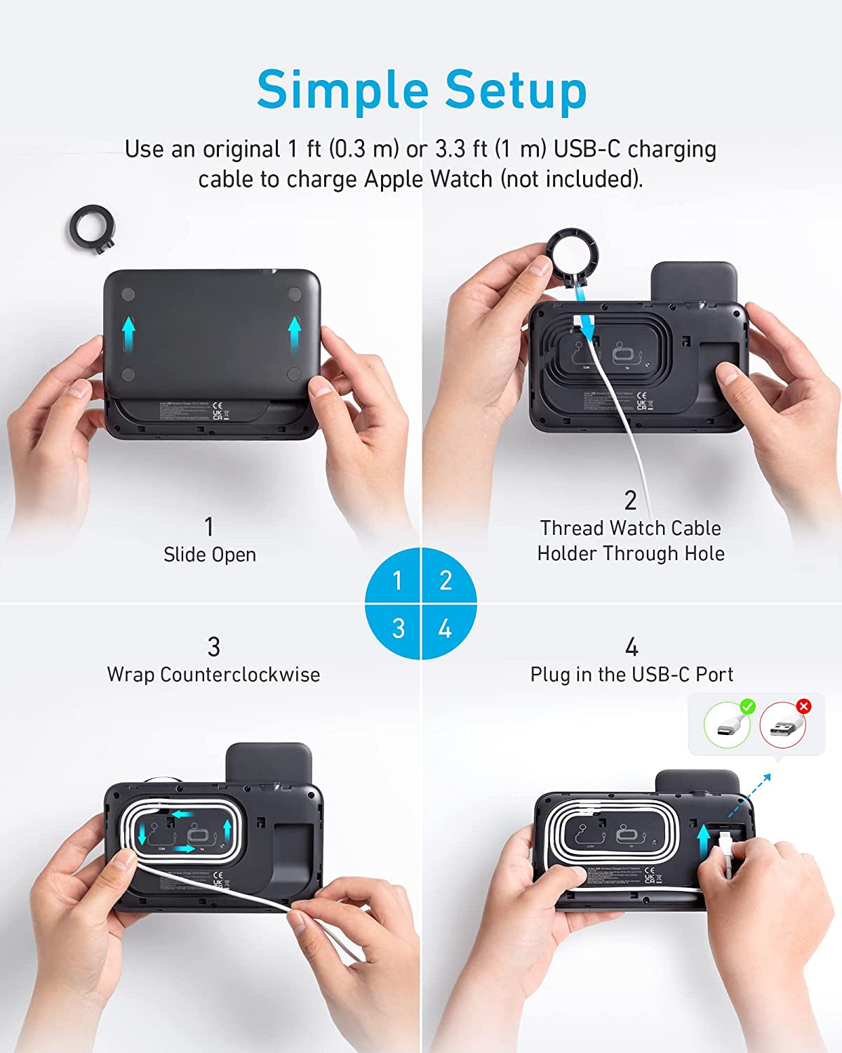 Anker Foldable 3-In-1 Wireless Charging Station with Adapter, 335 Wireless Charger, for Iphone 14/14 Pro/14 Pro Max/14 Plus, Airpods Pro, Apple Watch Series 7 / SE (Watch Charging Cable Not Included)  Anker   