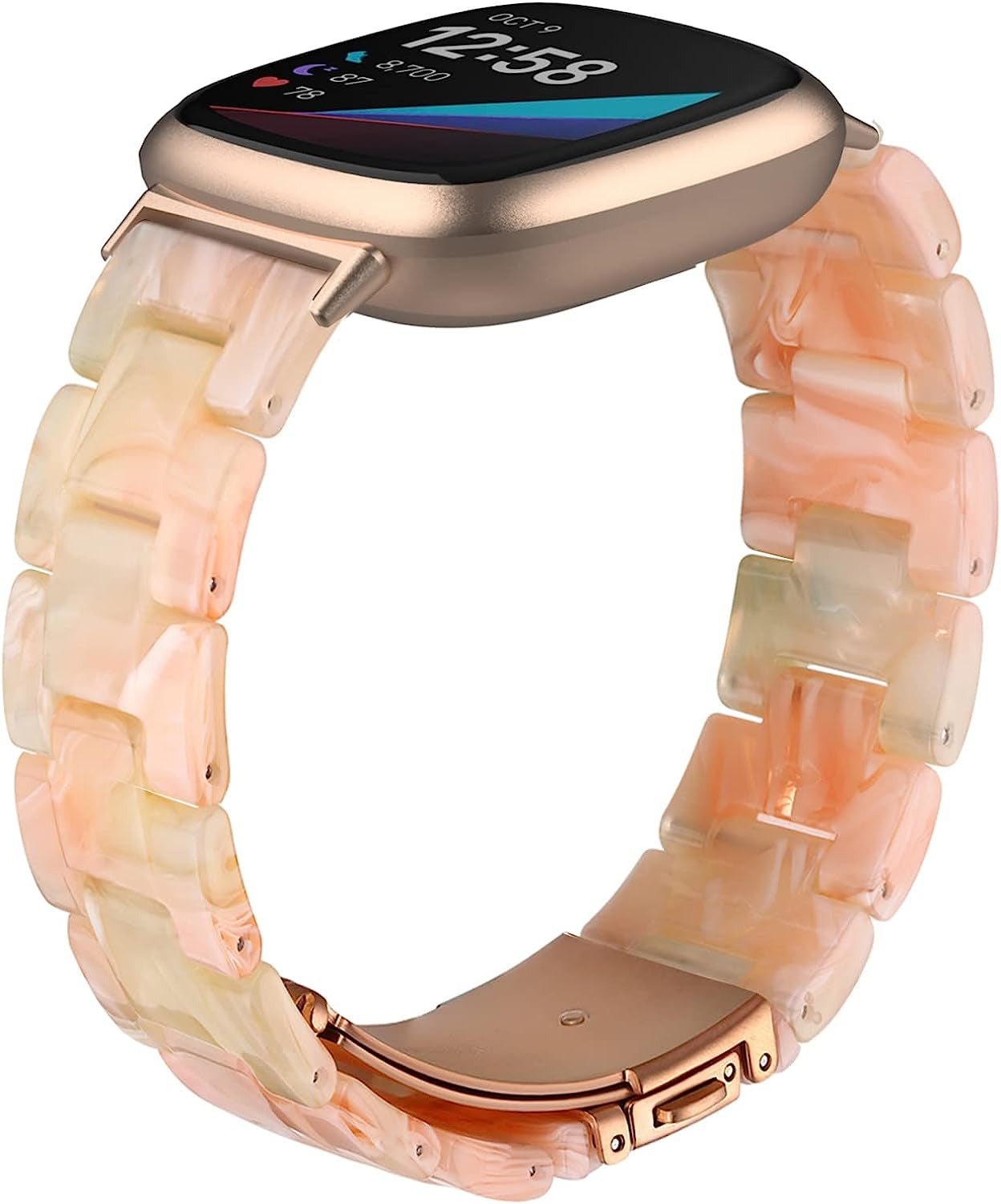 Wongeto Compatible with Fitbit Fitbit Versa 3 /Fitbit Sense Bands Women Men,Resin Bands Replacement Wristband for for Fitbit Sense & Sense and Versa 3 Smartwatch (Fluorescent Color)  Wongeto Rose Pink  