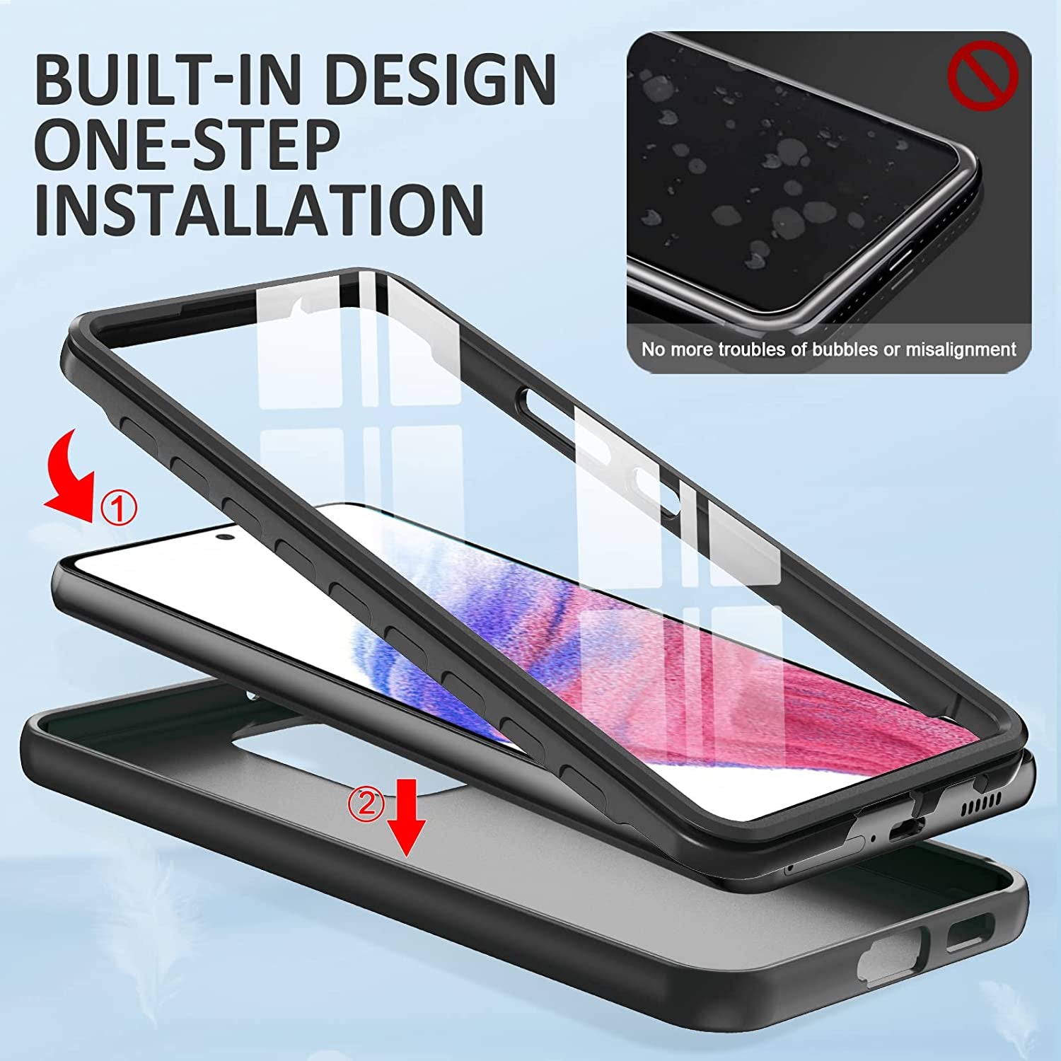 PUJUE for Samsung Galaxy A53 5G Case: Shockproof Protective Phone Cases - Soft Silicone TPU Slim Cell Shell - Cute Durable Rugged Matte Phone Covers (Black)  PUJUE   