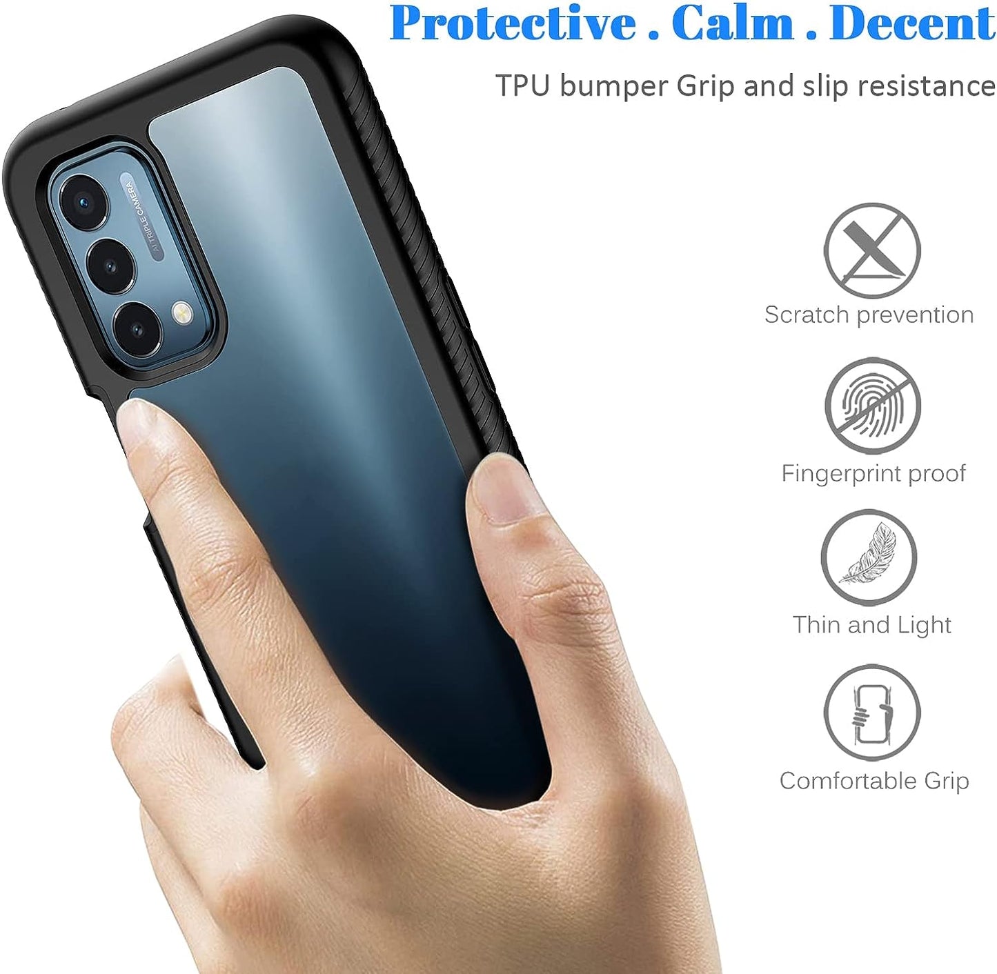 Seacosmo Case for Oneplus Nord N200 5G, Full Body Shockproof Cover [With Built-In Screen Protector] Slim Fit Bumper Protective Case for 1+ Nord N200 5G, Black/Clear  seacosmo   