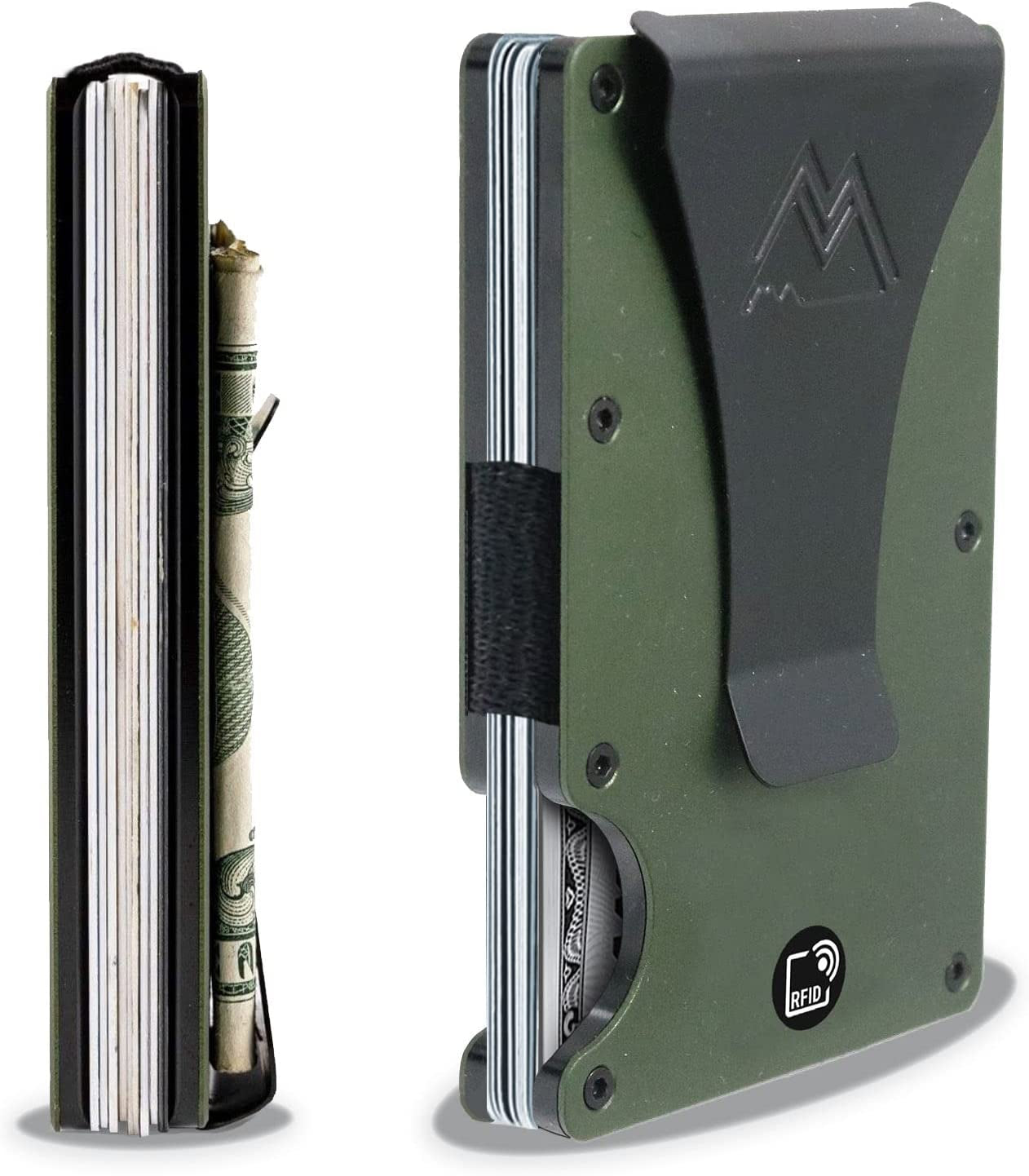 Mountain Voyage Minimalist Wallet for Men - Slim RFID Wallet I Army Green Credit Card Holder with Money Clip, Quality Aluminum & Rustproof Metal Finishes, Easily Removable Money & Cards, Mens Wallets  Mountain Voyage Co   