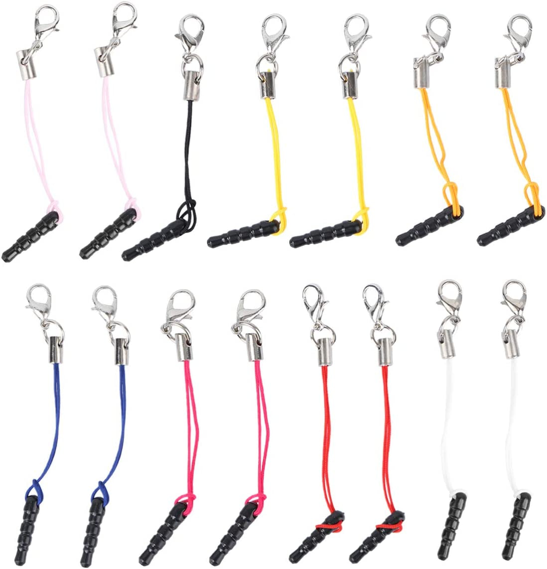 Hemobllo 15Pcs Dust Plug Charm Straps with Dust Plugs Lobster Clasps DIY Earphone Jack Accessories Cell Charms (Random Color)  Hemobllo   