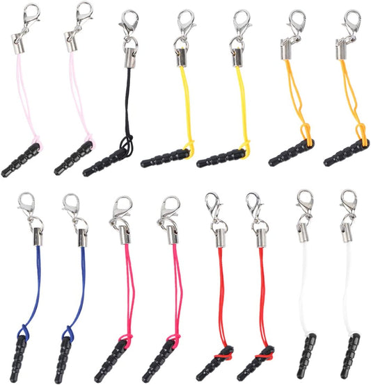 Hemobllo 15Pcs Dust Plug Charm Straps with Dust Plugs Lobster Clasps DIY Earphone Jack Accessories Cell Charms (Random Color)  Hemobllo   