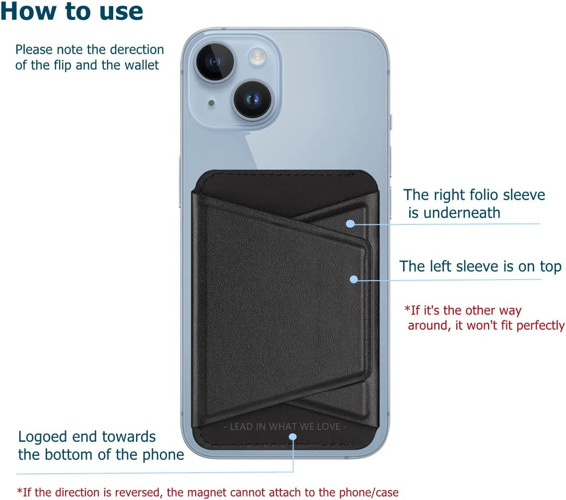 ZICISI Magnetic Wallet Stand with Card Holder,Magsafe Wallet Kickstand for Apple Iphone 14/13/12 Pro Max,Compatible with Mag Safe Accessories,3 Cards,Vagen Leather,Black  ZICISI   