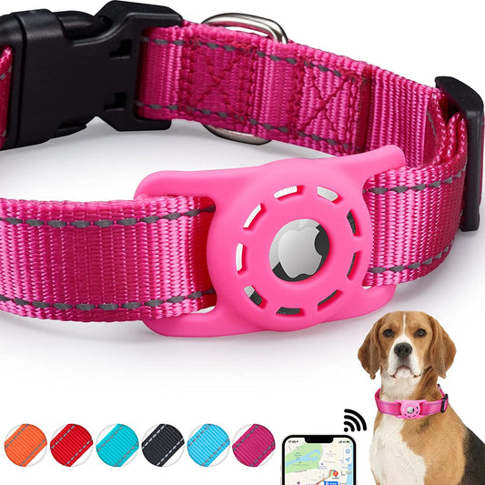 KONITY Reflective Airtag Dog Collar, Compatible with Apple Airtag, Nylon Pet Cat Puppy Collar with Silicone Airtag Holder for Small, Medium, Large, and Extra Large Dogs  Konity   