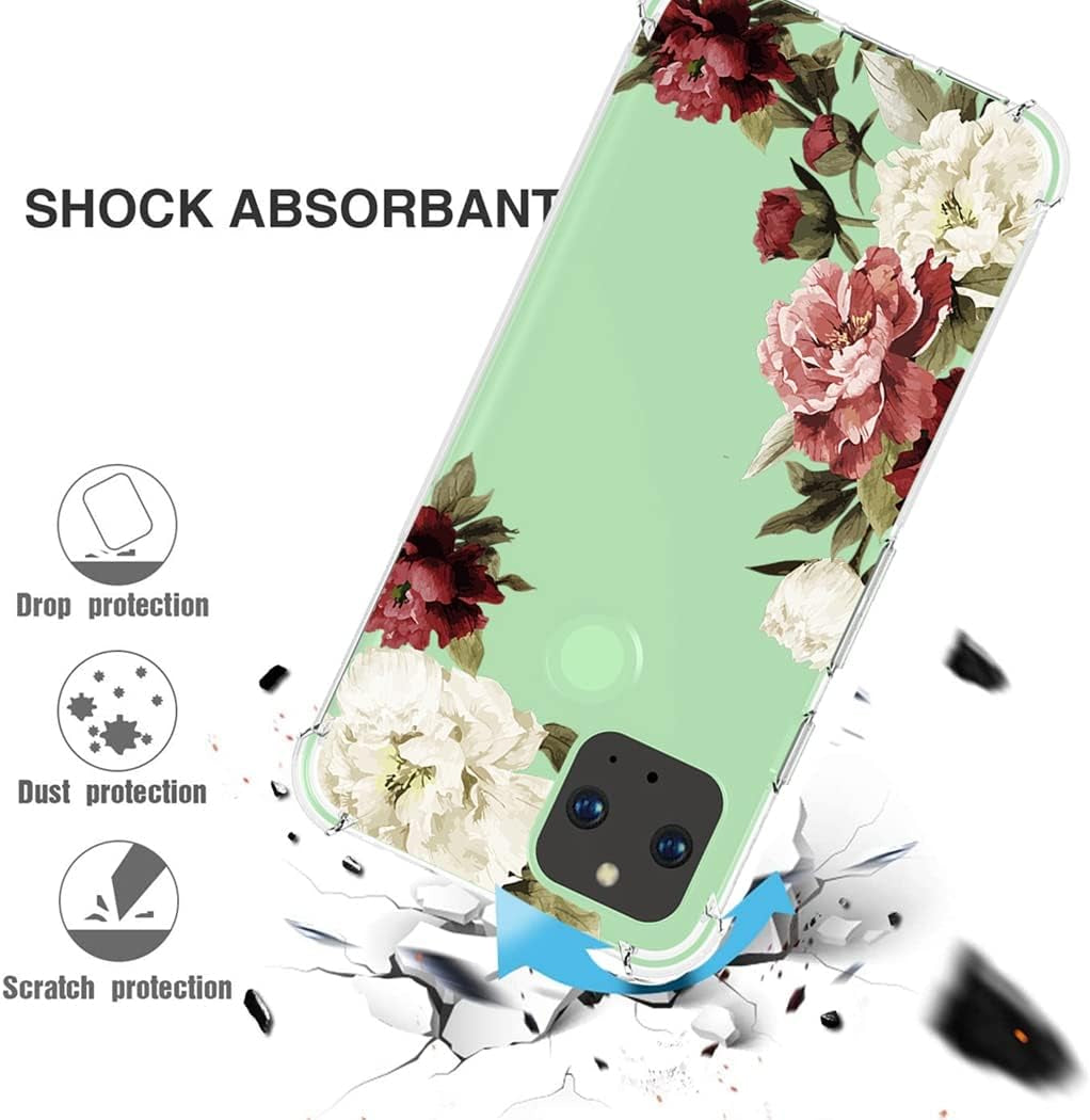 Zoeirc Case for Google Pixel 5 Case, GD1YQ GTT9Q Clear Case for Girls Women, Soft TPU Shockproof Protective Transparent Case Cover for Google Pixel 5 (Blossom Flower)  Zoeirc   