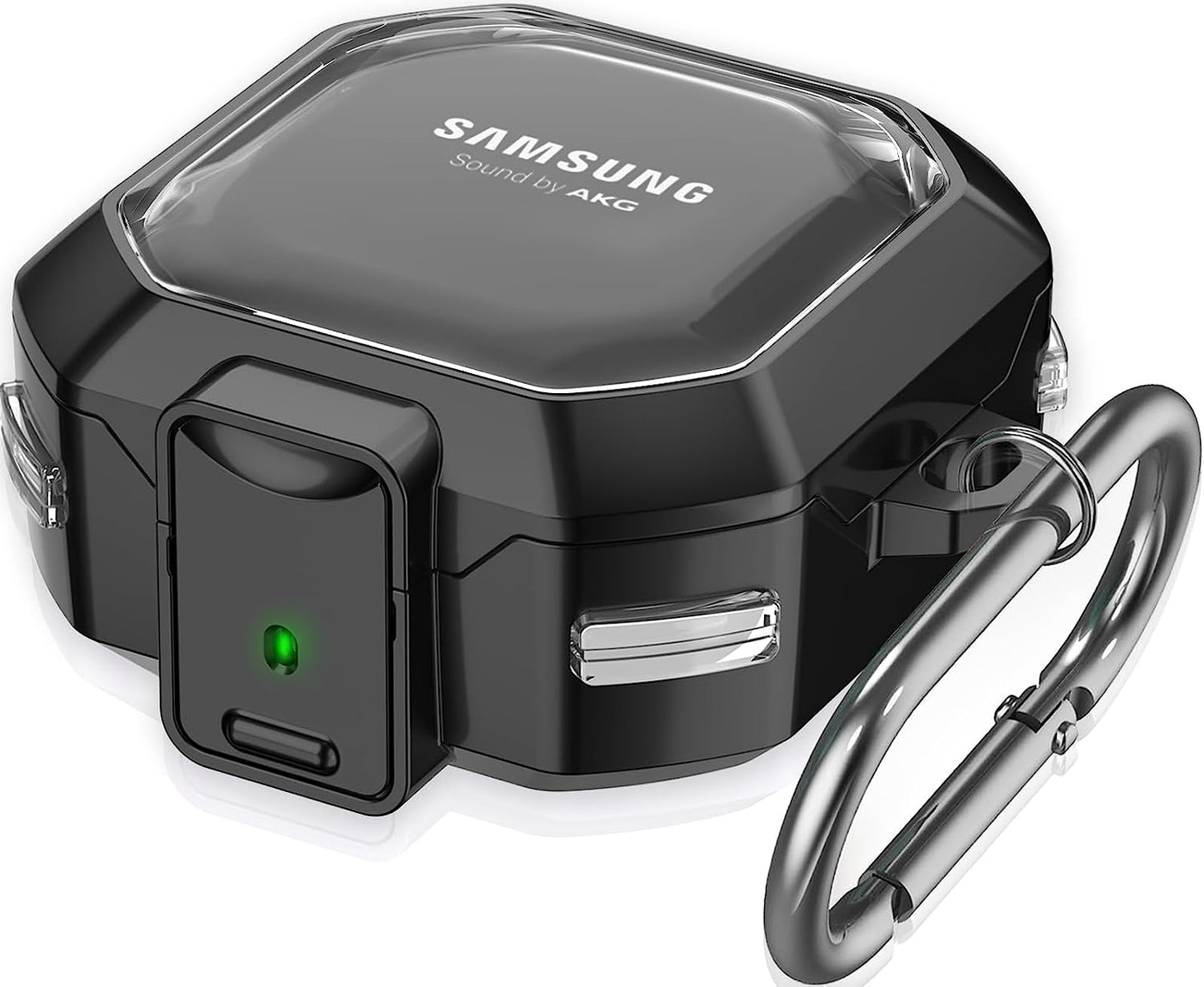 (With Secure Lock) Clear Case Cover for Galaxy Buds 2 Pro Case(2022) /Galaxy Buds Pro Case(2021) /Galaxy Buds 2 Case (2021) /Galaxy Buds Live Case(2020) with Keychain/Zipper Box/Brush -Clear Black  Galafoki   