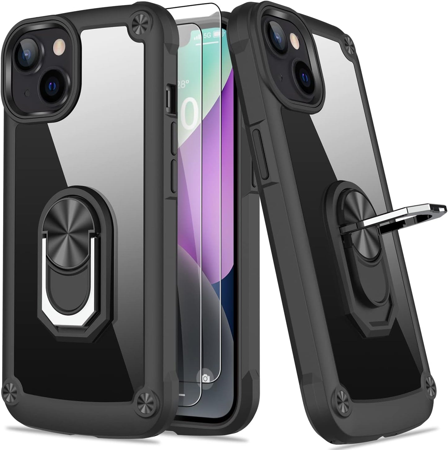 AUPAI Iphone 14 plus Case with Screen Protector,Iphone 14 plus Cover Crystal Clear Anti-Yellow Heavy Duty Acrylic Protective Phone Case with Magnetic Kickstand for Apple Iphone 14 Plus,Green  AUPAI   