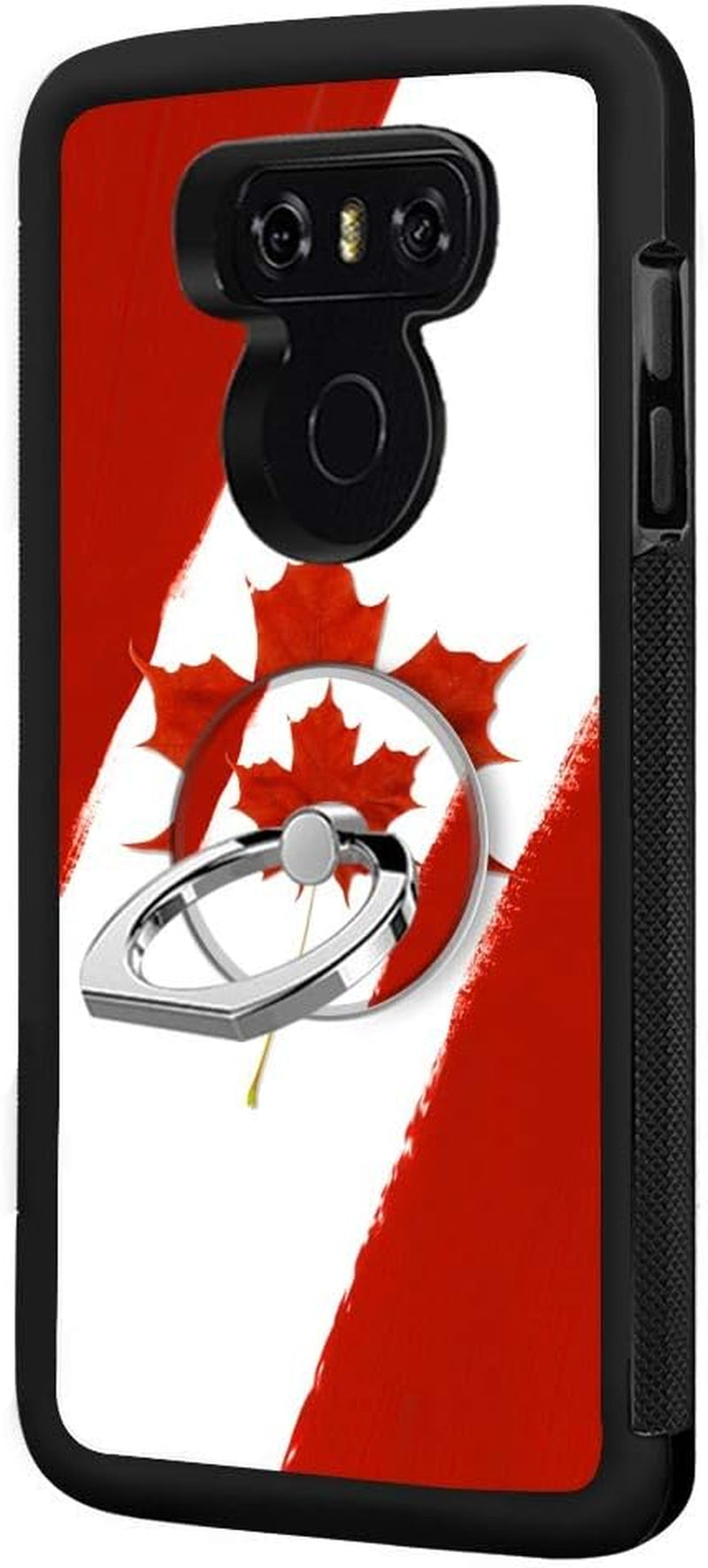 Designed for LG G6 Case,Silicone Slim Shockproof Phone Case with Metal Finger Ring Clasp Suitable for Men and Women, Butterfly  YQCi Canadian-Flag  