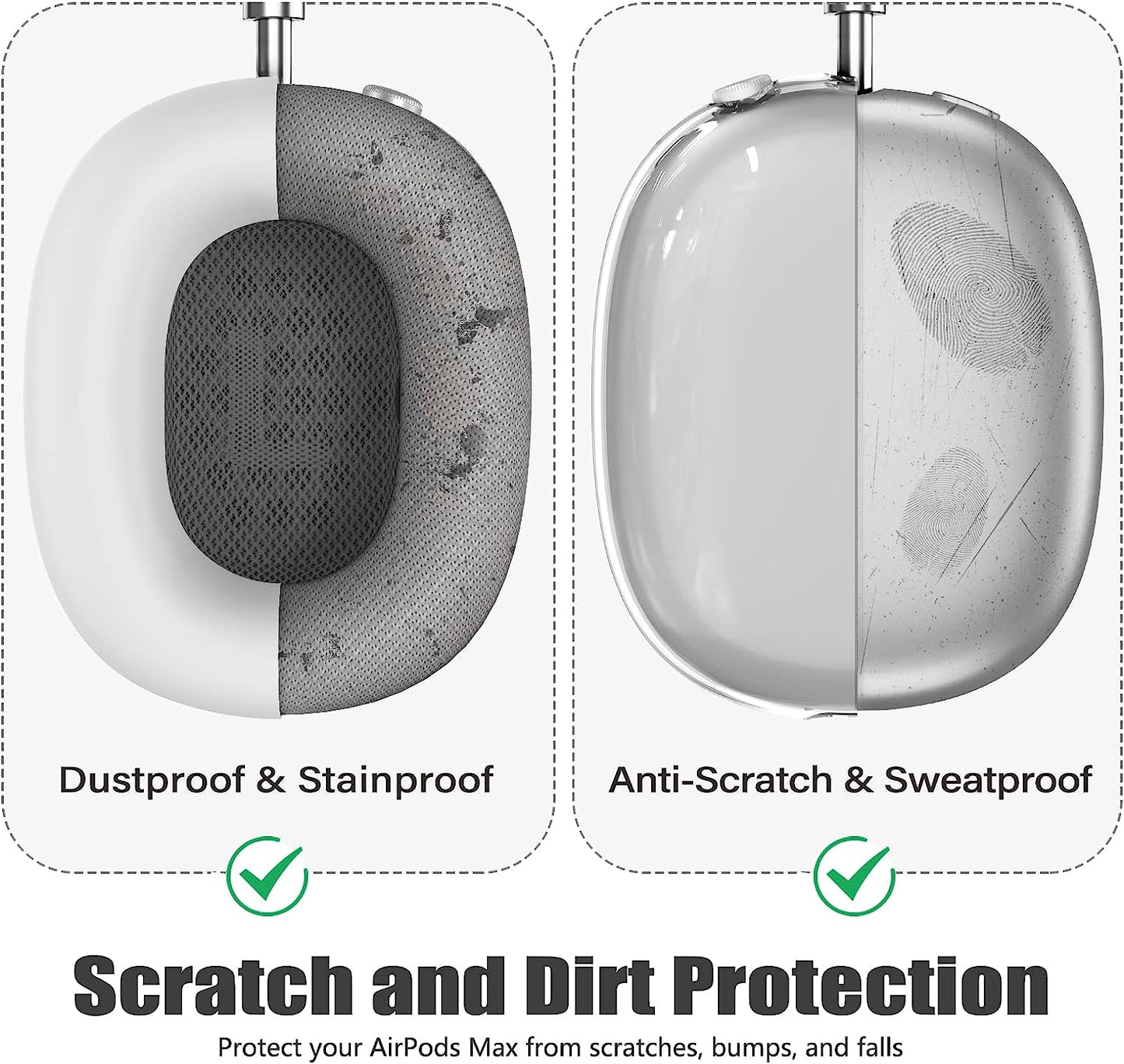 【3 in 1】 Case Cover for Airpods Max Headphones, Anti-Scratch Sweat-Proof Ear Pad Covers/Ear Cups Cover/Headband Cover Protectorfor Apple Airpods Max - Whiteclear  Galafoki   