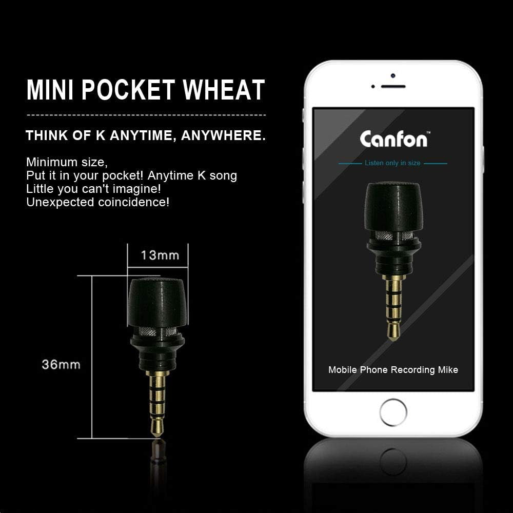 CANFON Mini Condenser Microphone with High Sensitivity for Phone Ios Iphone Iphone X 8 7 6 Ipad Podcast Youtube Facebook Livestream (3.5Mm TRRS) (Black)  CANFON   