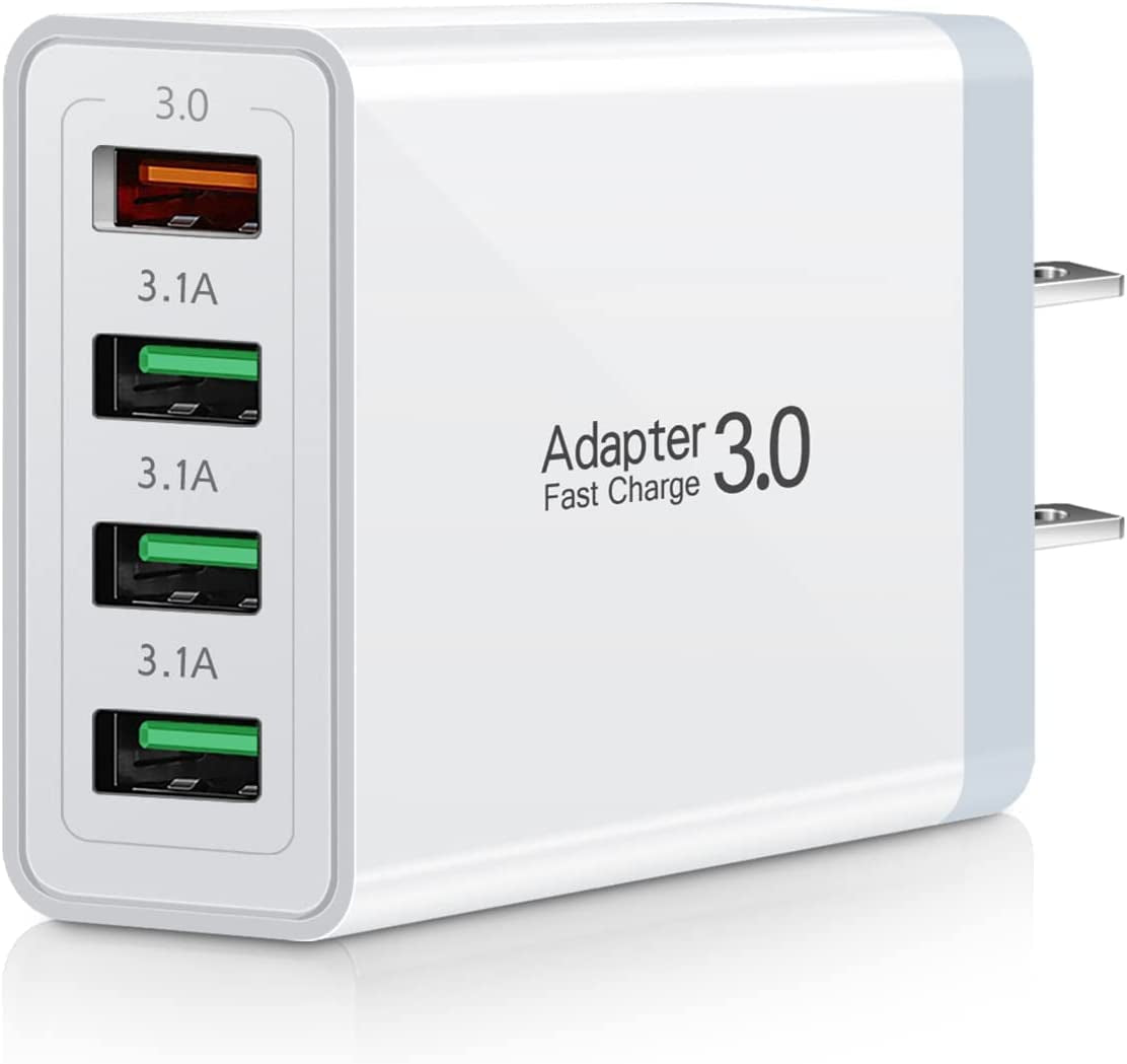 Fast Charging 3.0 Wall Charger, 4-Ports USB Wall Charger, Iseekerkit 3.0 USB Charger with Fast USB Adaptive Adapter Block Compatible for 10W Wireless Charger Galaxy S9 S8 Note 8 9,Tablet,Iphone,Pad  Shenzhen Nuomige Electronics Co., Ltd White  
