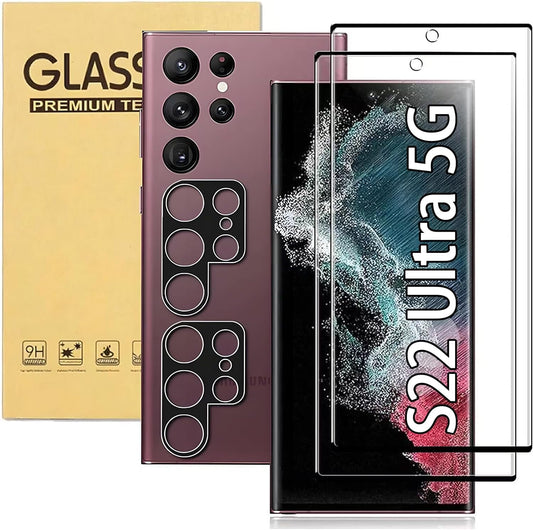 Russell Hobbs [2+2 Pack] for Samsung Galaxy S22 Ultra 5G Screen Protector Tempered Glass Camera Lens Protector,Touch Sensitive,Fingerprint Support,9H Hardenss  Russell Hobbs   