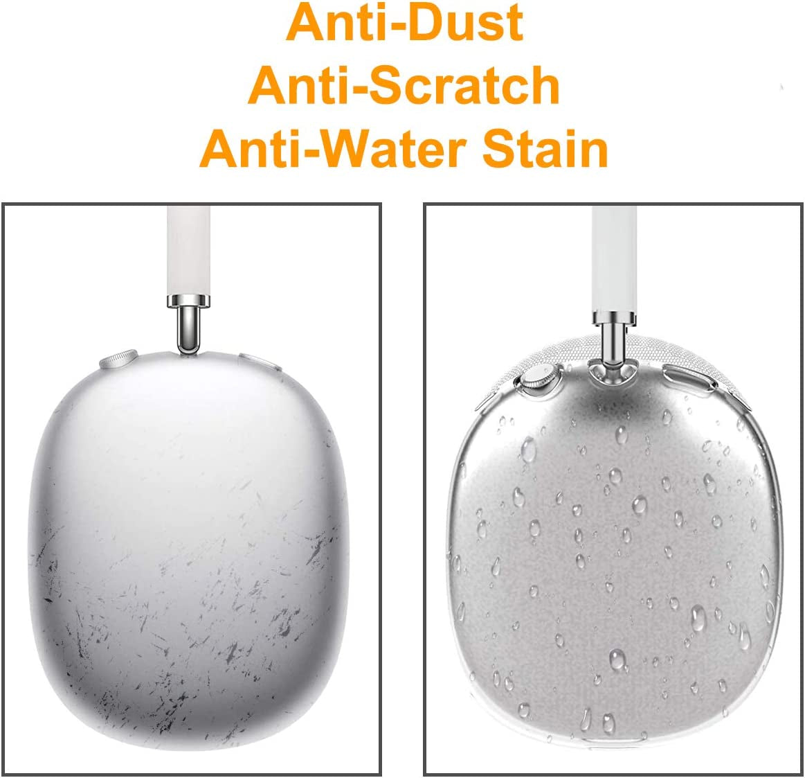 Valkit Compatible with Airpods Max Case Cover, Clear Soft TPU Protective Headphones Cover Headset Shockproof Full Case for Airpods Max -Transparent  VKT   