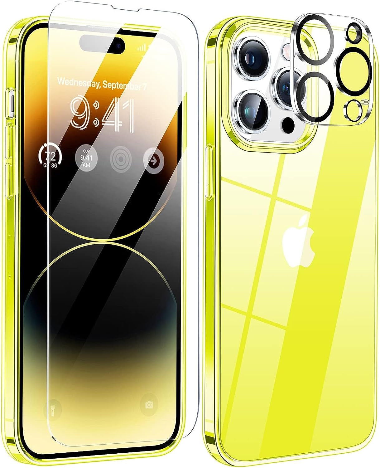 Humixx [5-In-1] Designed for Iphone 14 Pro Case, [10FT Military Shockproof] Slim&Sleek Protective Translucent Matte 2X Tempered Screen Protector + 2X 9H Lens Protector Case for Iphone 14 Pro, Black  Humixx   