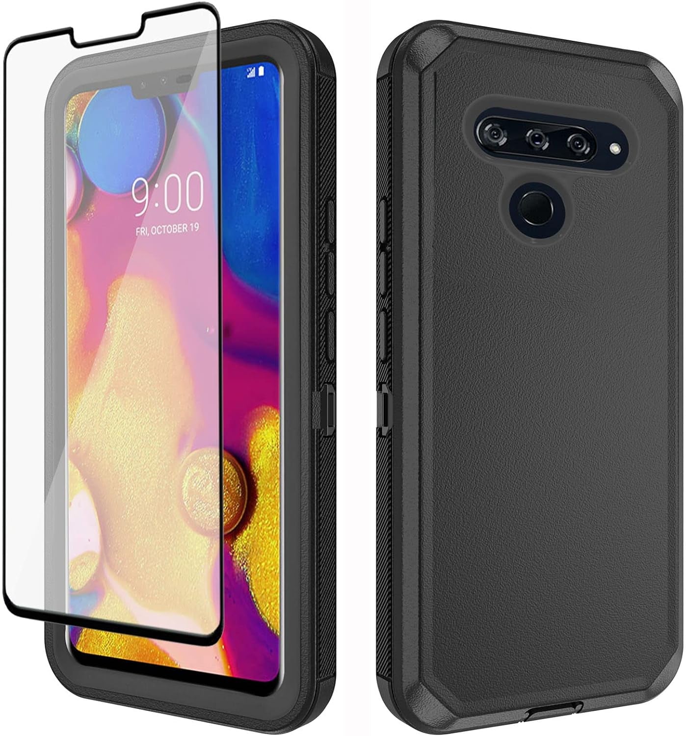 Asuwish Phone Case for LG V40 Thinq with Tempered Glass Screen Protector and Cell Cover Hybrid Shockproof Hard Protective Accessories LGV40 Storm V 40 Thin Q V40Thinq LG40 40V 40Thinq Women Purple  Asuwish Black For V40 Thinq / V40 / V40 Storm 