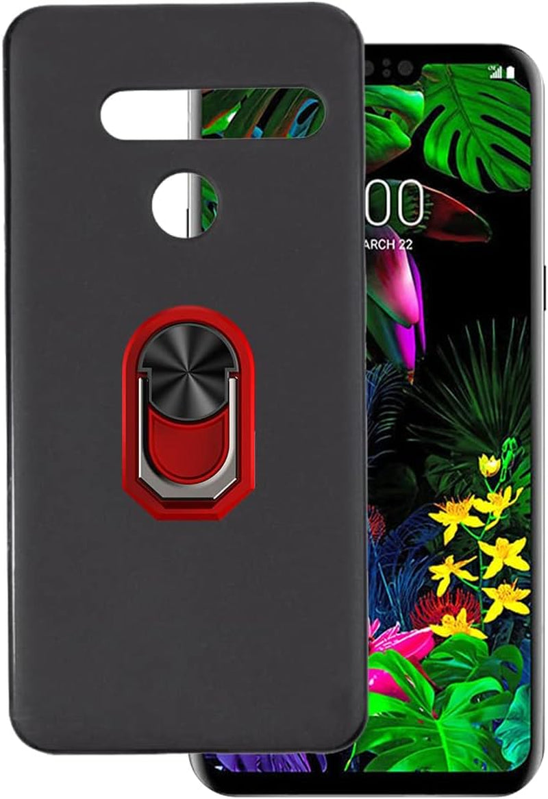 For LG G8 Thinq Ultra Thin Phone Case + Ring Holder Kickstand Bracket, Gel Pudding Soft Silicone Phone for LG G8 Thinq LM-G820N 6.10 Inches (Blackring-T)  MILEGAO Redring-B  