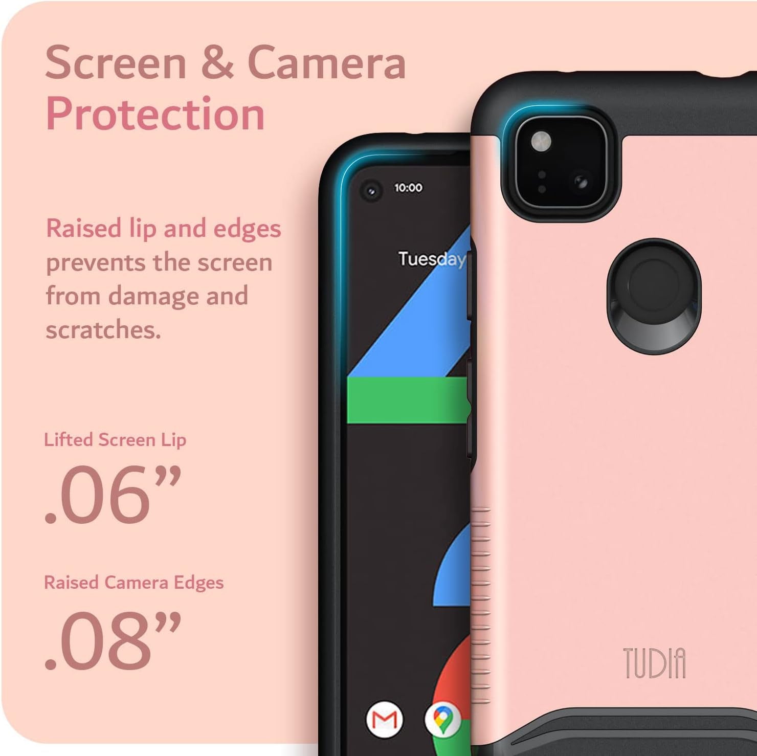 TUDIA Dualshield Designed for Google Pixel 4A Case, [Merge] Shockproof Dual Layer Military Grade Drop Protection Slim Protective Case Cover - Rose Gold  TUDIA   