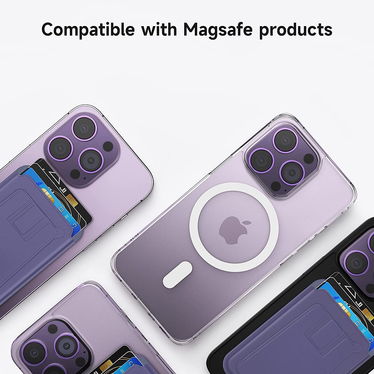 GANSBOL Magnetic Card Wallet Holder for Apple Magsafe,2-In-1 Leather Magsafe Wallet Stand for Iphone 12/13/14 Series,Magsafe Wallet for Back of Iphone,Fit 3-4 Cards,Light Purple  GANSBOL   