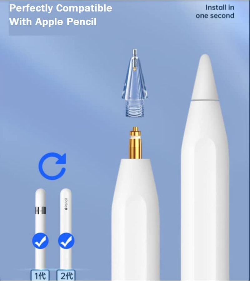 Compatible with Upgraded [Pen like ] Pencil Tips Fits for Apple 2Nd 1St Gen Ipad Pro Pencil, Replacement Ipencil Nibs for Ipad Pro Pencil,No Wear Out Fine Point Precise Control Resistance White&Clear  LOVE MEI   