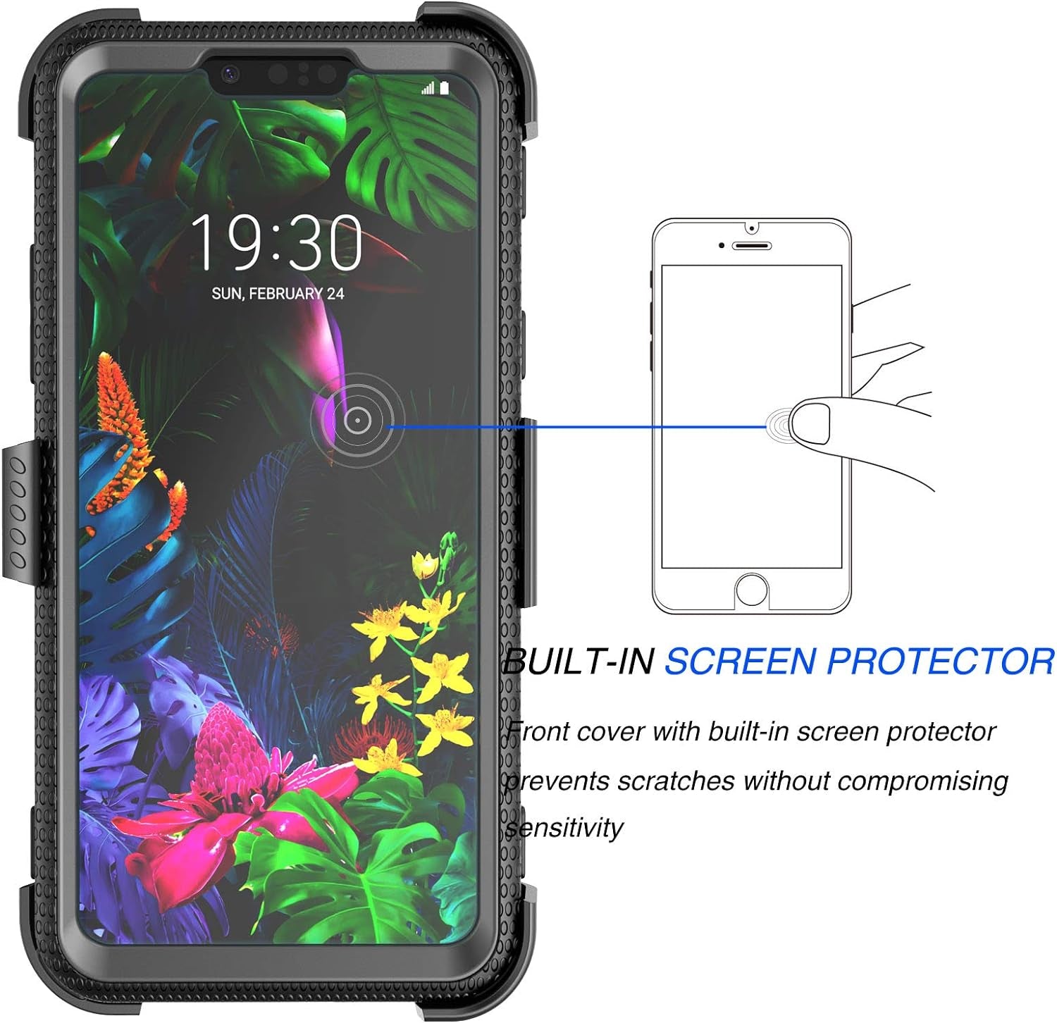 Tekcoo Holster Clip Case for LG G8 / LG G8 Thinq, [Tshell] Shock Absorbing [Built-In Screen] Secure Swivel Locking Belt Defender Full Body Kickstand Carrying Sturdy Phone Cases Cover [Gray]  Tekcoo   