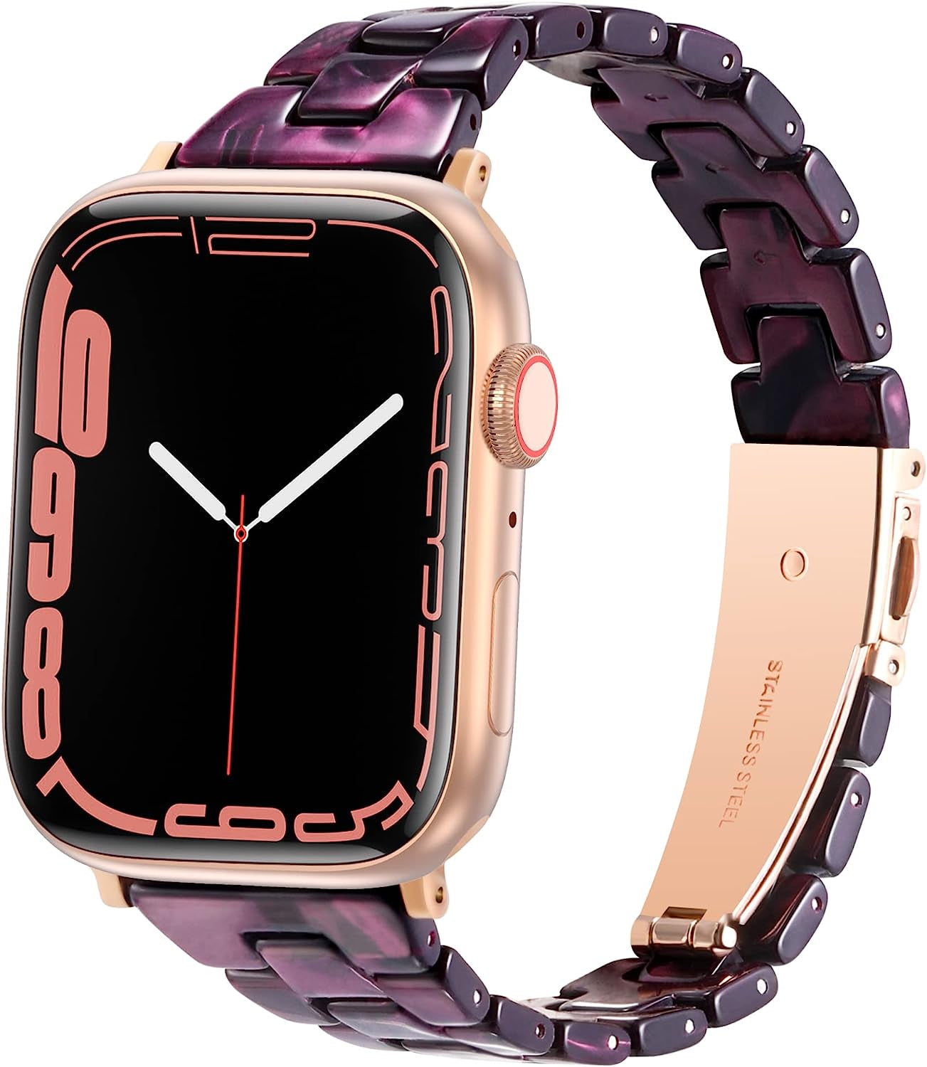 Slim Resin Bands Compatible with Apple Watch Band 38Mm 40Mm 41Mm 42Mm 44Mm 45Mm 49Mm Thin Light Strap with Stainless Steel Buckle Replacement Bracelet for Iwatch Ultra Series 8 SE 7 6 5 4 3 2 1  Arctime Sunset Purple 38/40/41mm 