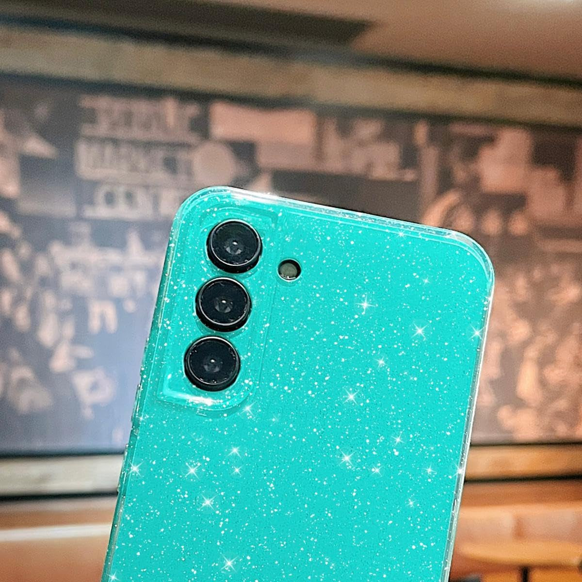 MINSCOSE Compatible with Samsung Galaxy S22 5G Case,Cute Neon Bright Color,Glitter Bling Thin Slim Shockproof Silicone Sparkly Cover for Women Girl for Galaxy S22 6.1 Inch-Mint Green  MINSCOSE   