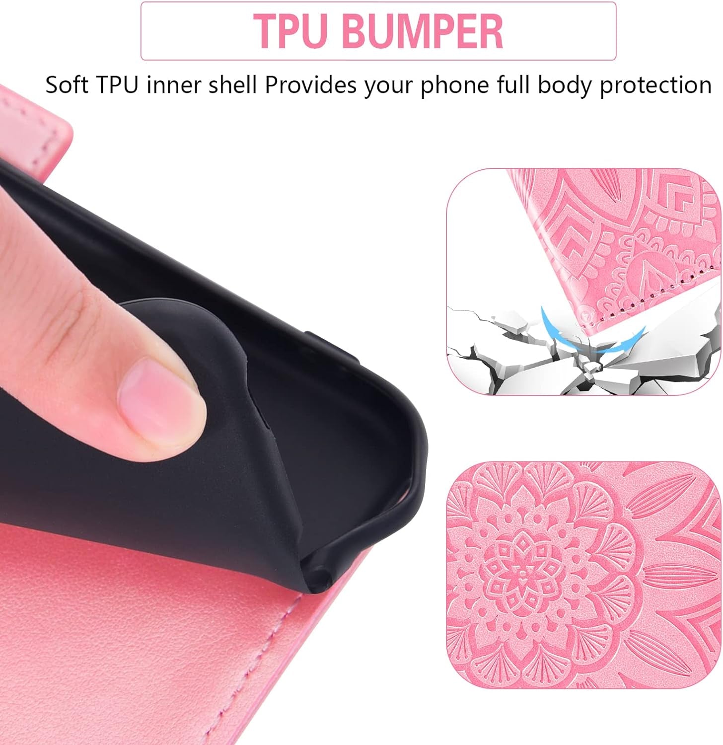 Asuwish Phone Case for LG V40 Thinq with Tempered Glass Screen Protector and Flower Leather Wallet Flip Cover Card Holder Cell LGV40 Storm V 40 Thin Q V40Thinq LG40 40V 40Thinq Women Men Rose Gold  Asuwish   