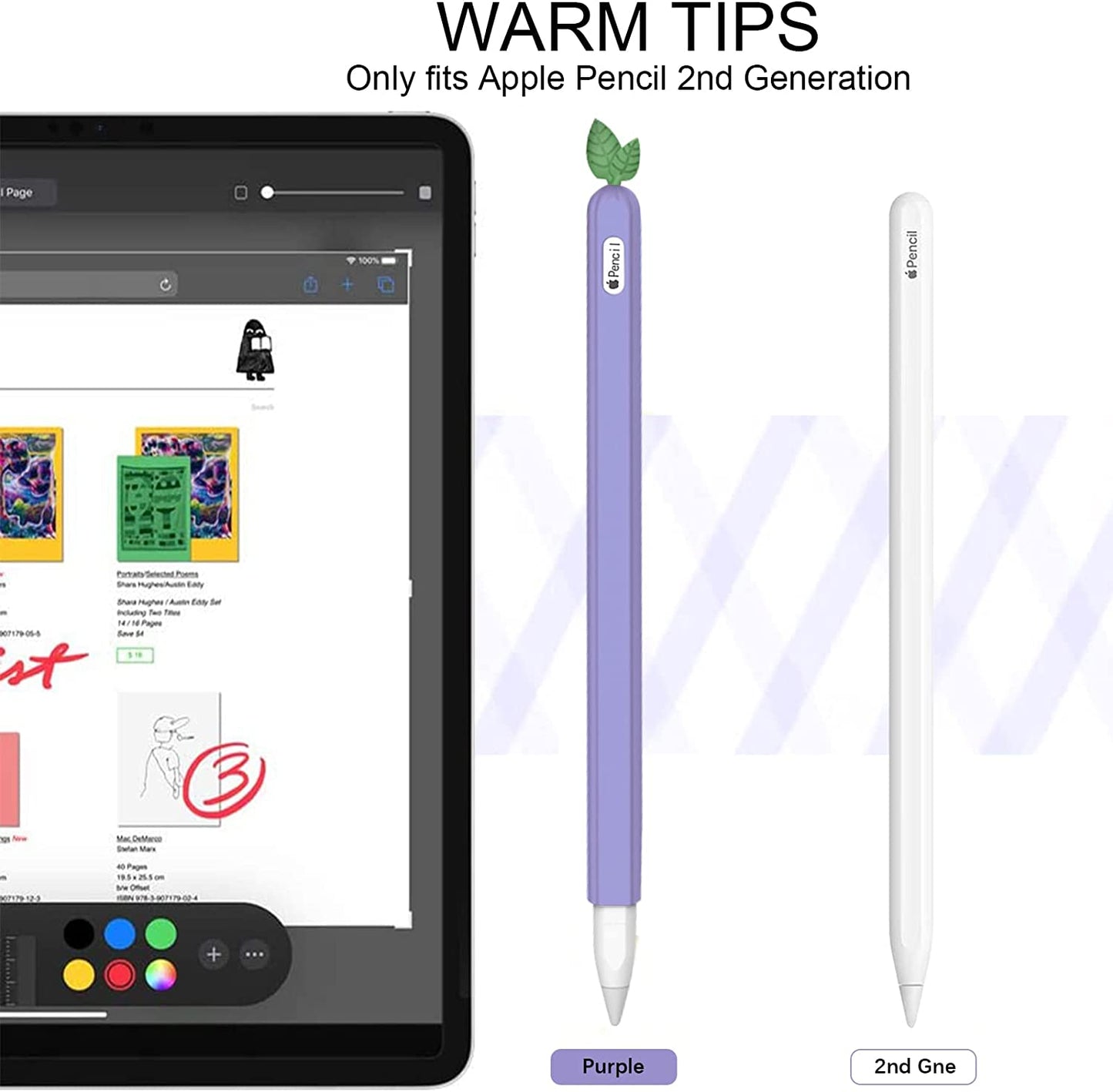 WITOP Apple Pencil 2Nd Generation Case,Ipencil Case Sleeve Cute Fruit Design Silicone Soft Protective Cover Accessories Compatible with Apple Pencil 2Nd Generation (Purple)  WITOP   