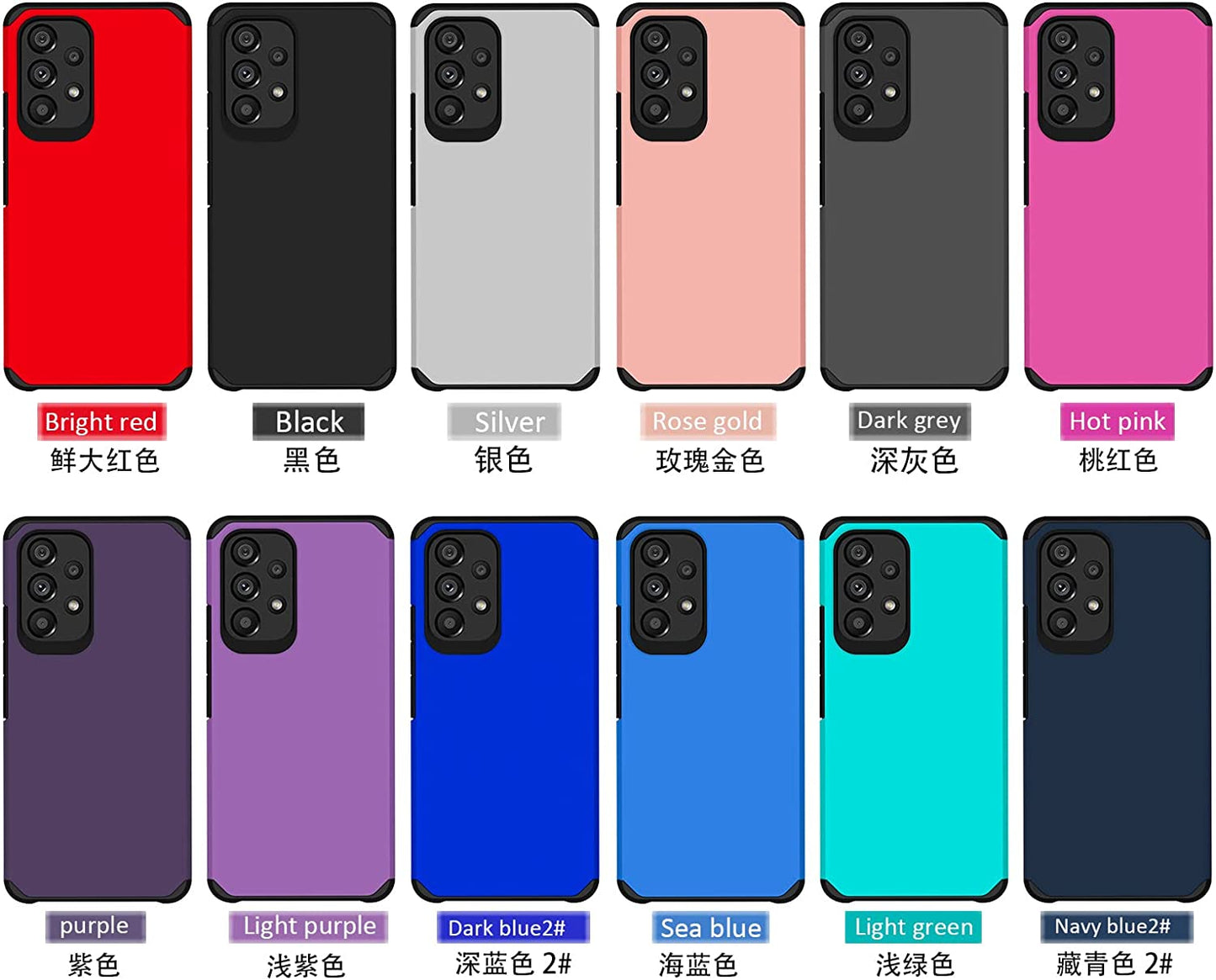 Sunstory for Galaxy A53 5G Case with Tempered Glass Screen Protector, Samsung A53 5G Case, Hybrid Shock Proof Rugged Bumper PC+TPU Cover for Samsung Galaxy A53 5G Case Phone (A53 5G, Navy Blue)  SunStory   