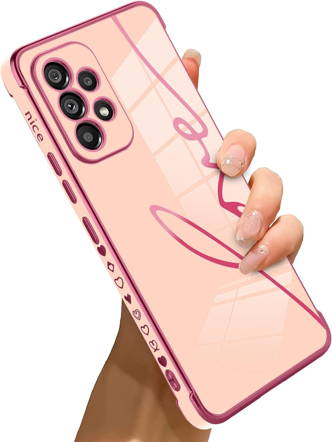 Bonoma Compatible with Samsung Galaxy A53 5G Case Love Heart Plating Electroplate Luxury Elegant Case Camera Protector Soft TPU Shockproof Protective Back Cover Galaxy A53 5G Case -Black  Bonoma Love Letter Grapic-Pink  