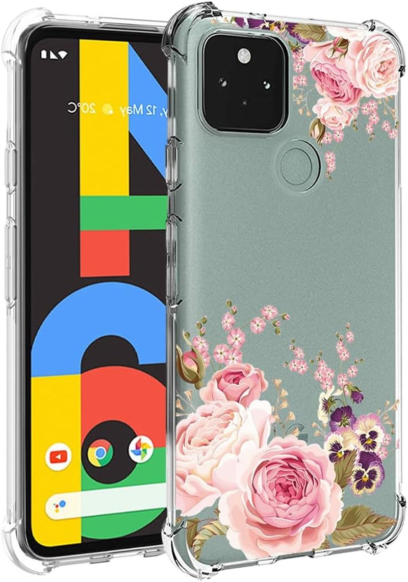 Yerebel Case for Google Pixel 4A (Not Fit Pixel 4A 5G) G025J, GA02099 Cute Case, Clear Flexible Bumper TPU Soft Rubber Silicone Cover Phone Case for Google Pixel 4A (Roseflower)  Yerebel   