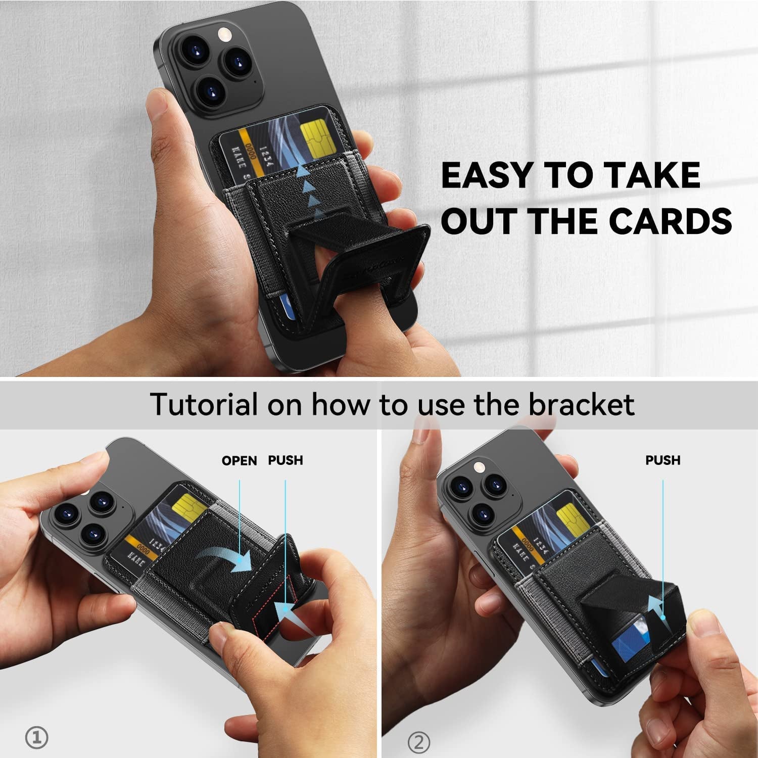 Ztotopcases Leather Magnetic Wallet Stand with Magsafe and Adjustable Stand Card Holder for Iphone 14/14 Plus/14 Pro Max and 13/12 Series, Fit 5 Cards, Not for 14 Pro/13 Pro/13 Mini/12 Mini, Black  ZtotopCases   