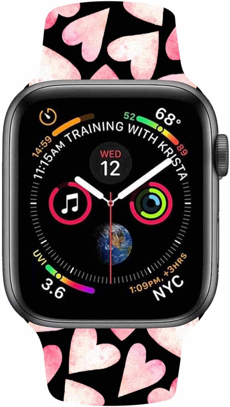 HYHMXB Sweet Lover Valentine'S Day Watch Bands Compatible with Apple Watch 38Mm 40 Mm 41Mm, Fresh Breathable Soft Silicone Wristband Strap for Girls Women Iwatch SE & Series 7/6/5/4/3/2/1 (Color 7)  HYHMXB   