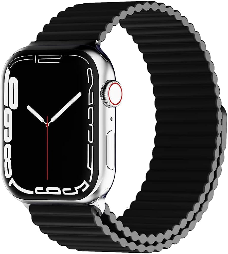 Heike Sport Loop Compatible with Apple Watch Ultra Bands 49Mm 45Mm 44Mm 42Mm 41Mm 40Mm 38Mm, Soft Silicone Magnetic Clasp Adjustable Replacement Wristband for Iwatch Series SE Ultra 8 7 6 5 4 3 2 1 for Women Men  HeiKe Black 38mm/40mm/41mm 