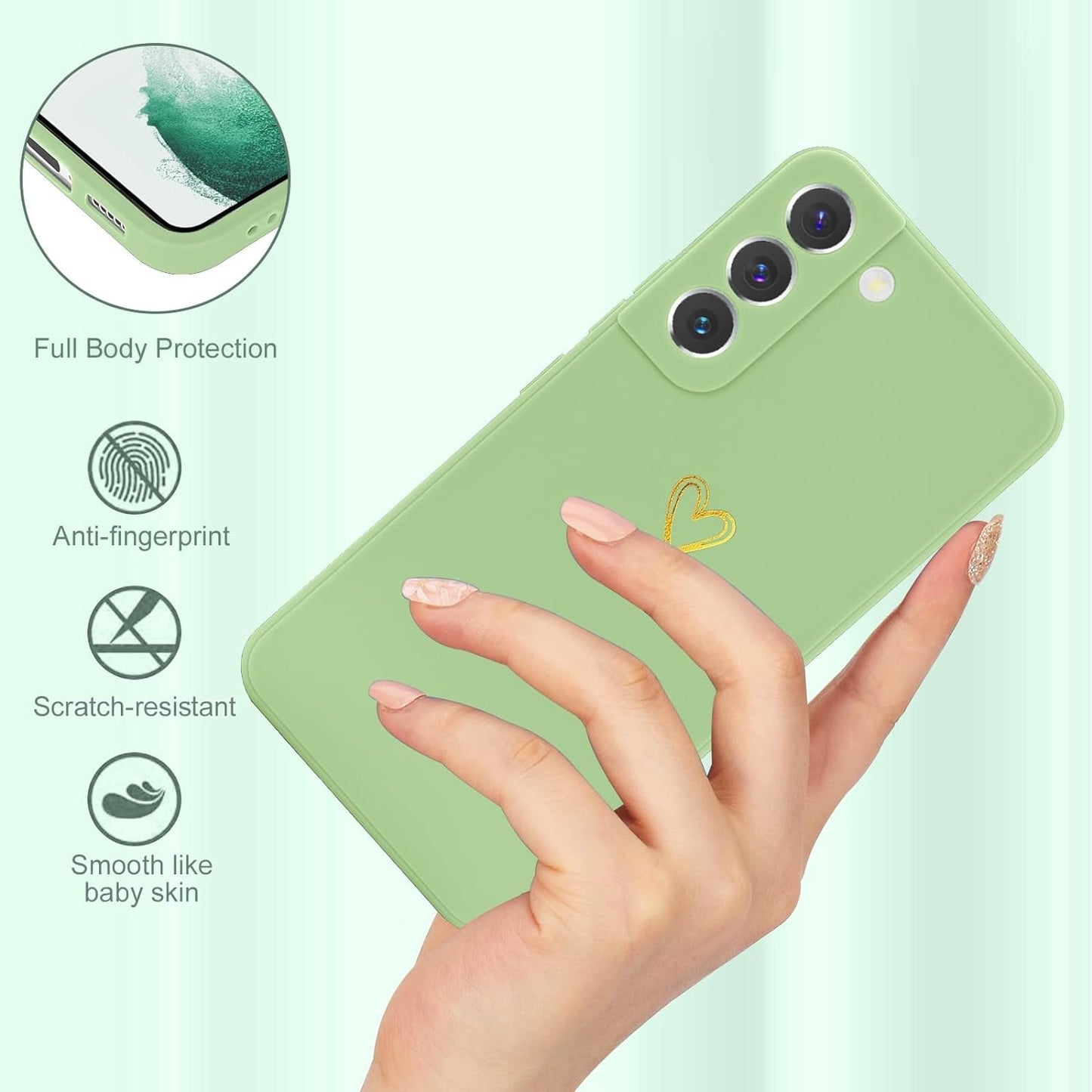 Wirvyuer for Samsung Galaxy S22 Case Cute Slim Shockproof Phone Case with Wireless Charging Support and Protection, Lime Green  Wirvyuer   