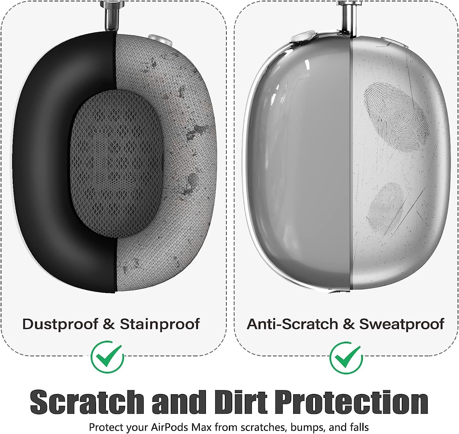 【3 in 1】 Case Cover for Airpods Max Headphones, Anti-Scratch Sweat-Proof Ear Pad Covers/Ear Cups Cover/Headband Cover Protectorfor Apple Airpods Max - Black.  Galafoki   