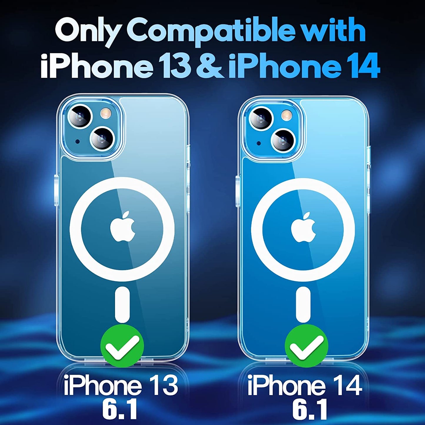 MOZOTER 6-In-1 Magnetic for Iphone 13 Case & Iphone 14 Case,[Compatible with Magsafe] [Anti Yellowing] [Glass Screen Protectors] Slim Shockproof for Iphone 13/14 Phone Case 6.1 Inch-Clear  MOZOTER   